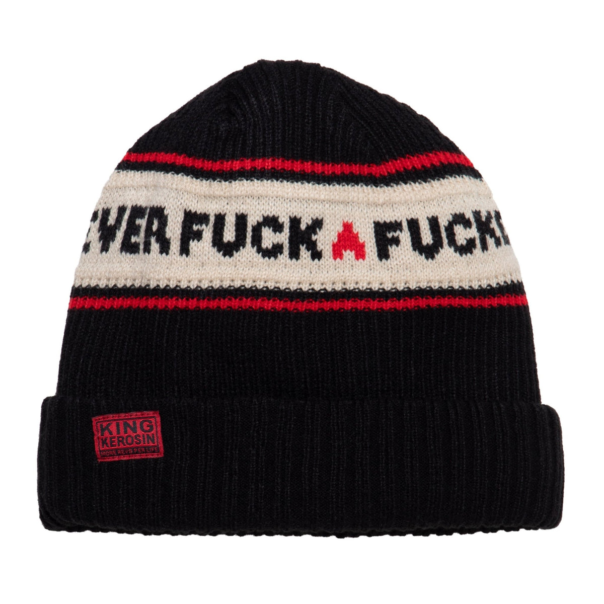 Strickmütze 'Never fuck a fucker' in Schwarz – Mützen von King Kerosin - Ansicht 1