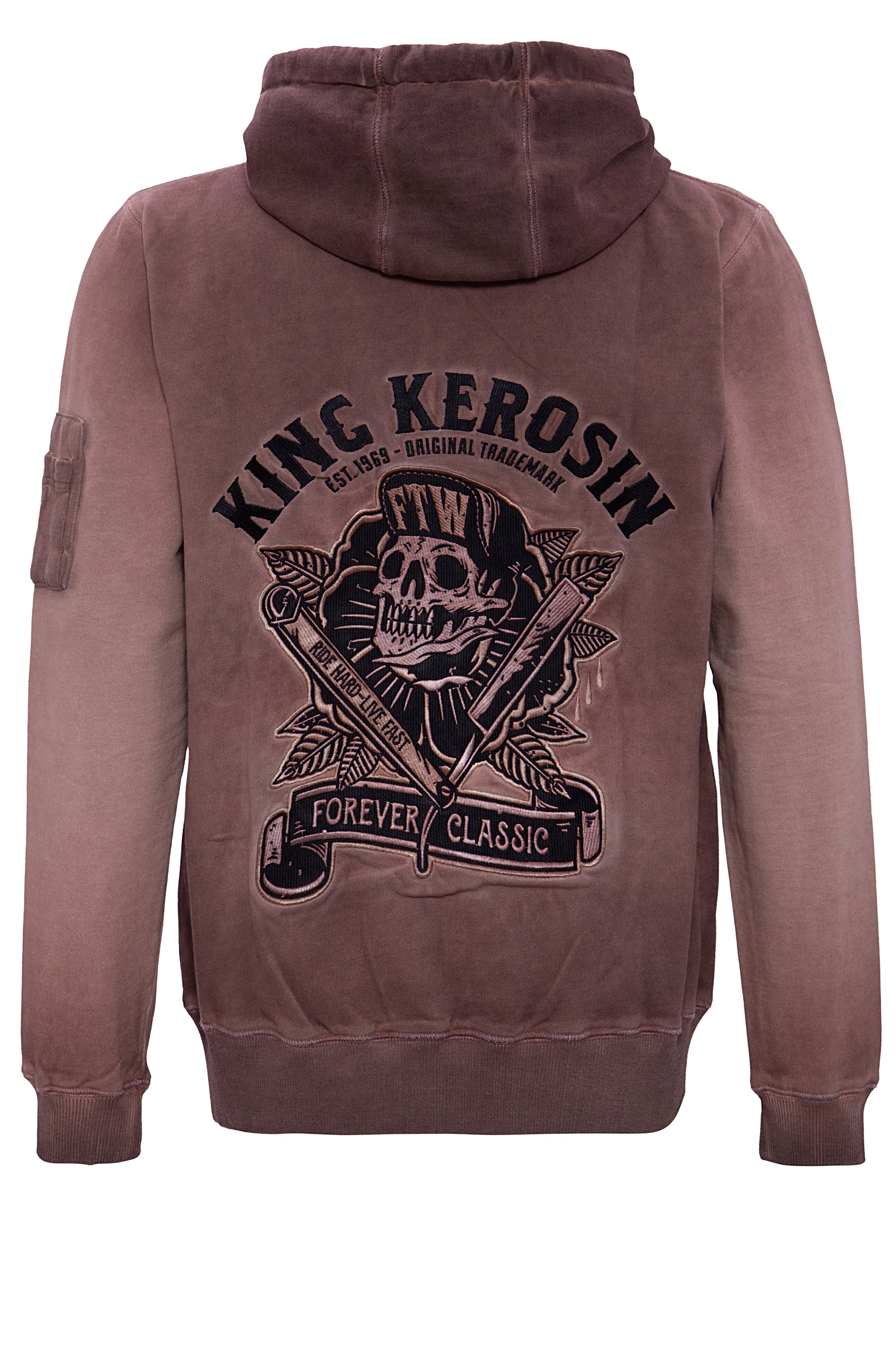 King Kerosin - Sweatjacke mit Stickerei hinten «Ride Hard - Live Fast»