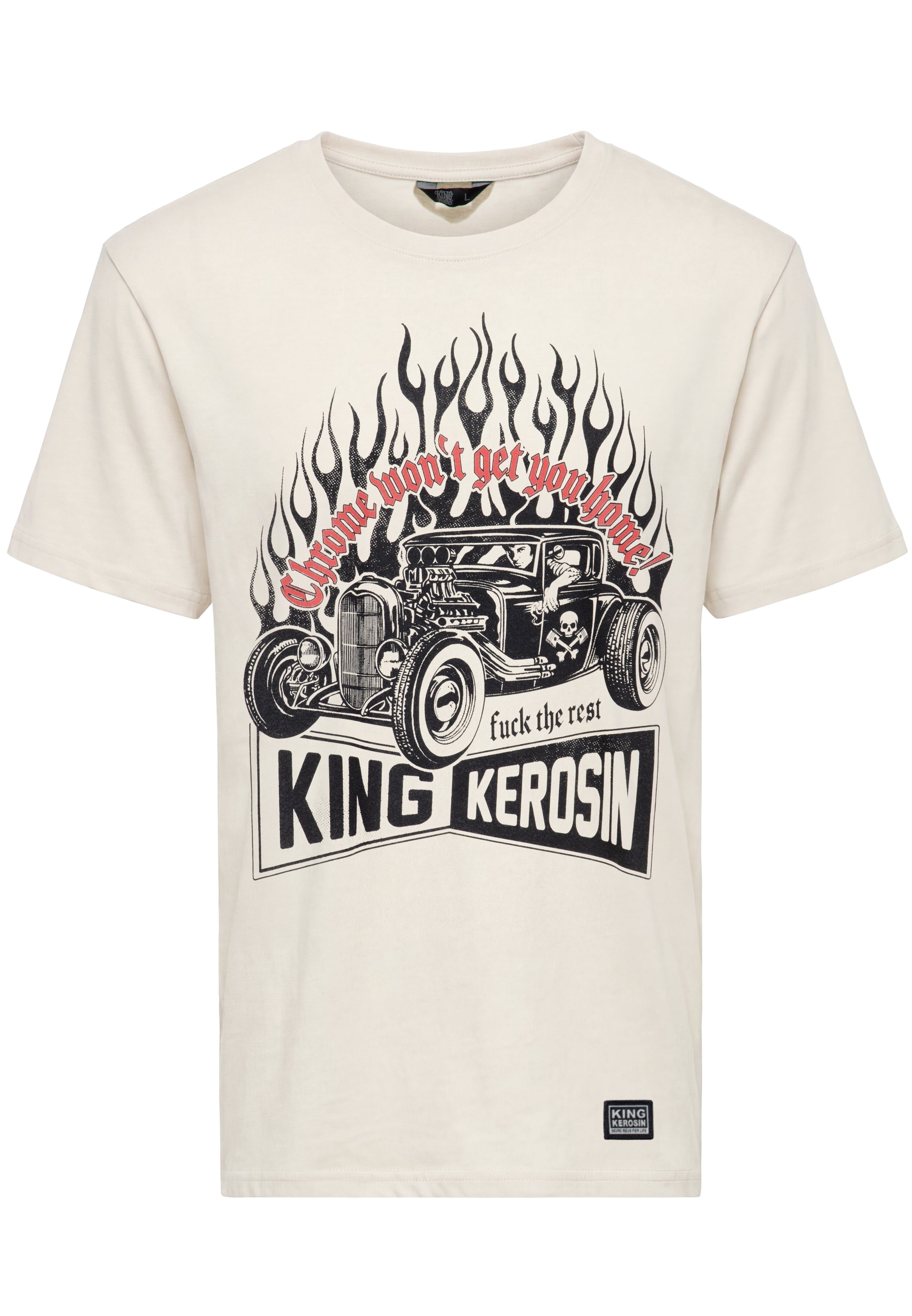 T-Shirt 'Chrome Won't Get You Home' in Offwhite T-Shirts von King Kerosin