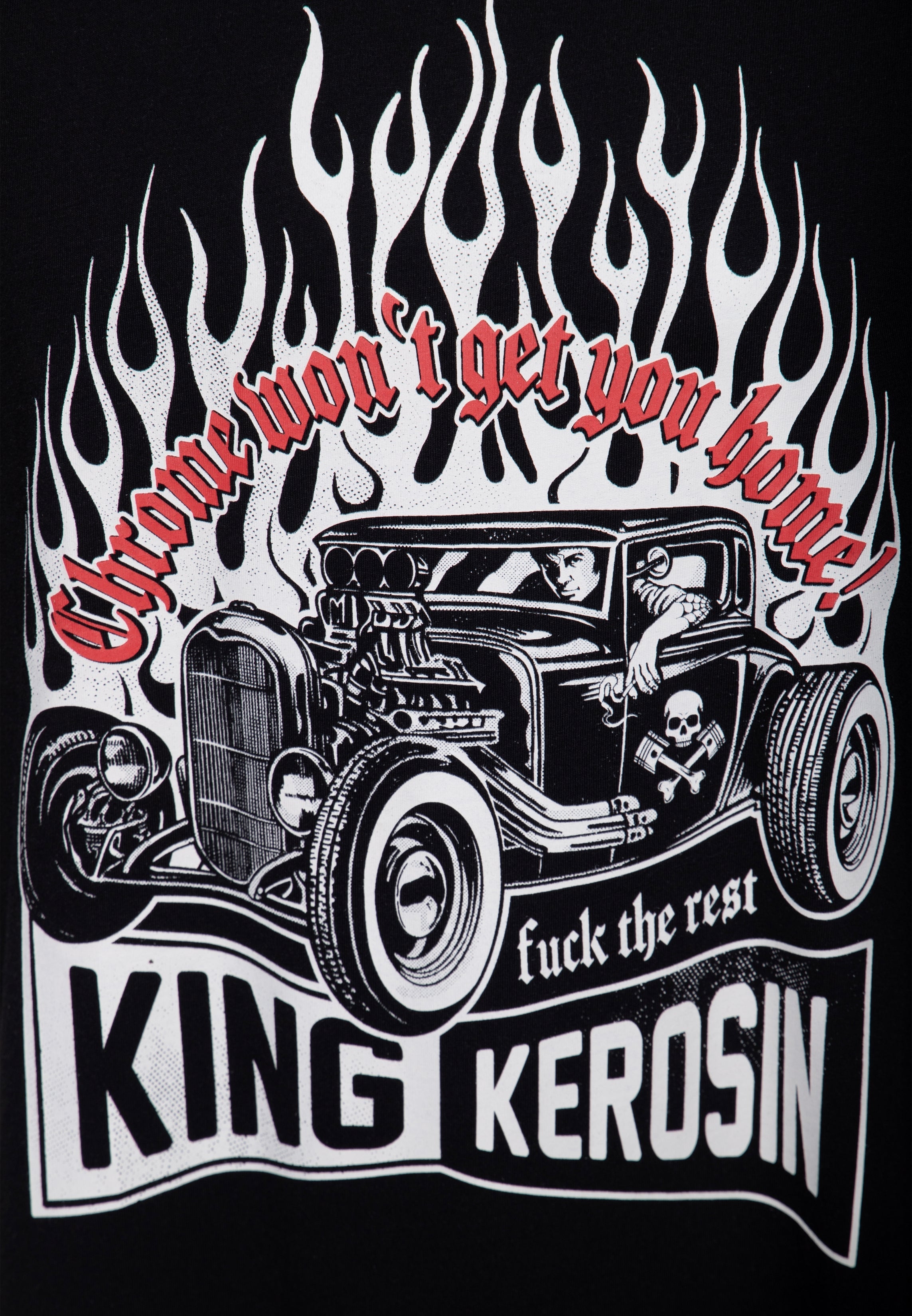 T-Shirt 'Chrome Won't Get You Home' in Schwarz T-Shirts von King Kerosin
