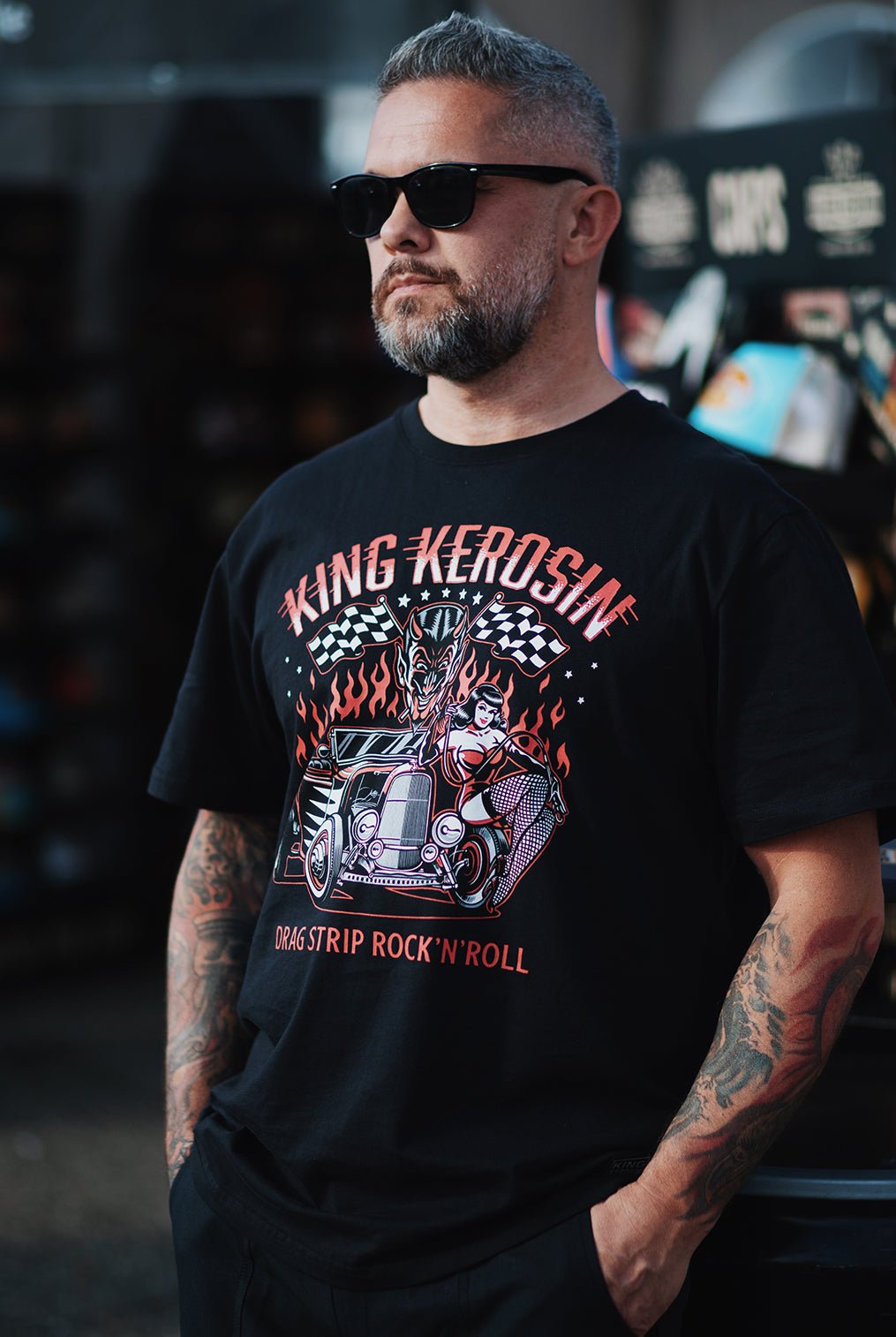T-Shirt 'Dragstrip' in Schwarz – T-Shirts von King Kerosin - Ansicht 1
