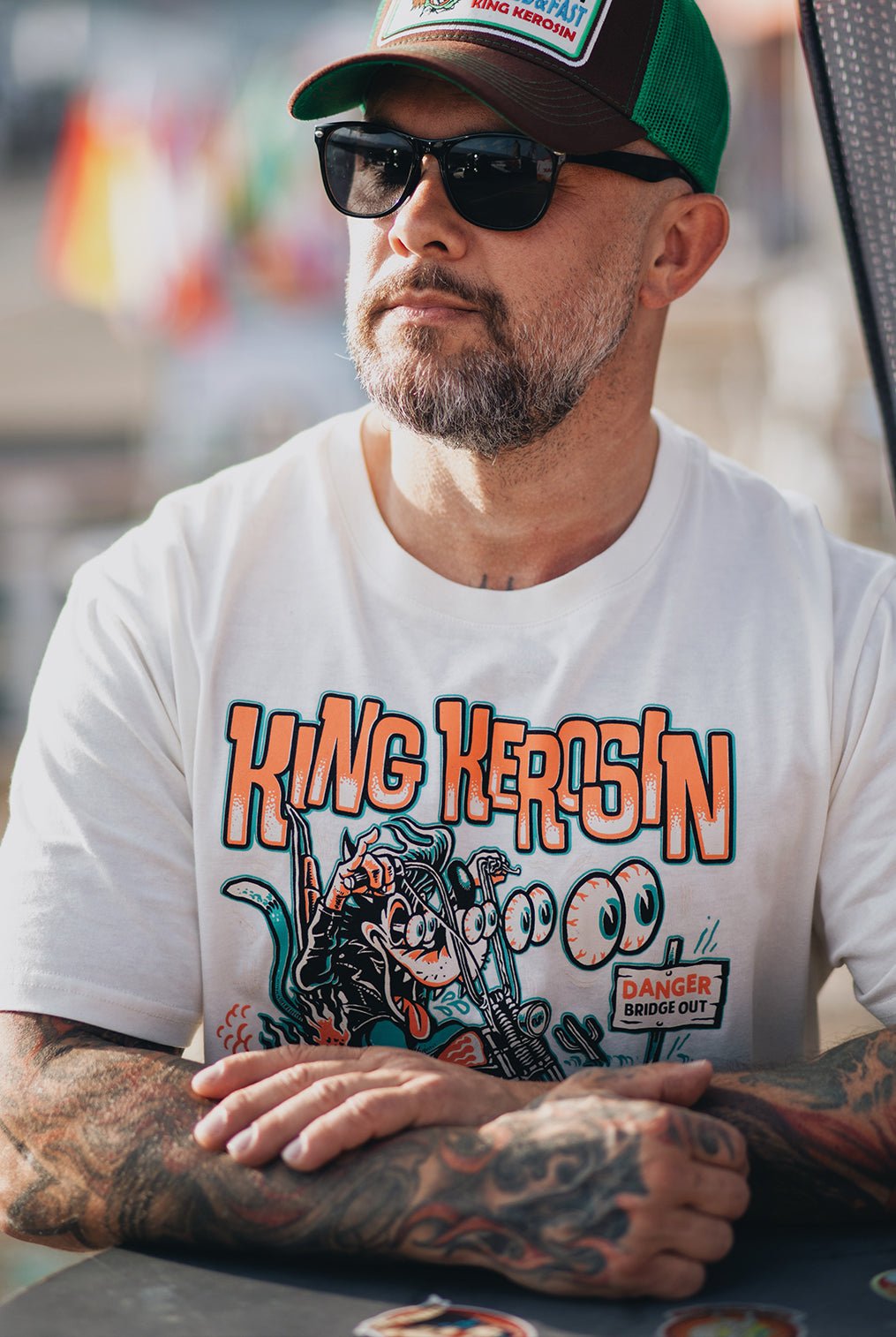 T-Shirt 'Get on the Throttle' in Offwhite – T-Shirts von King Kerosin - Ansicht 1
