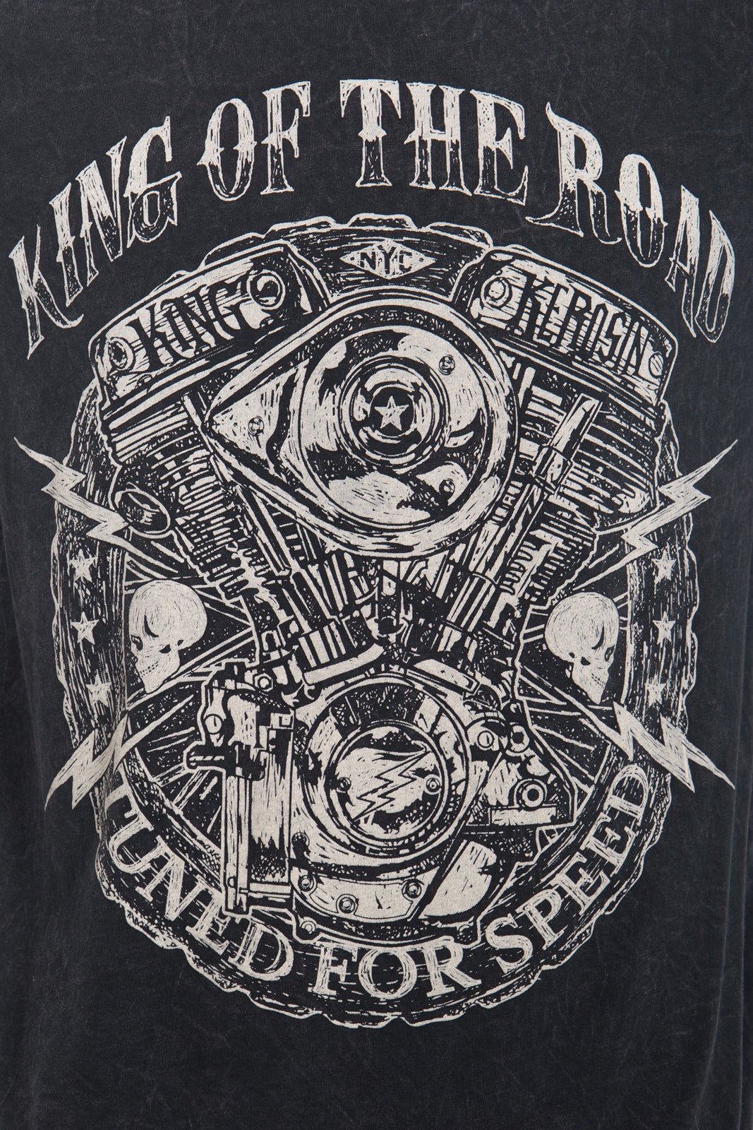King Kerosin - T-Shirt im Used - Look mit Print «King of the road»