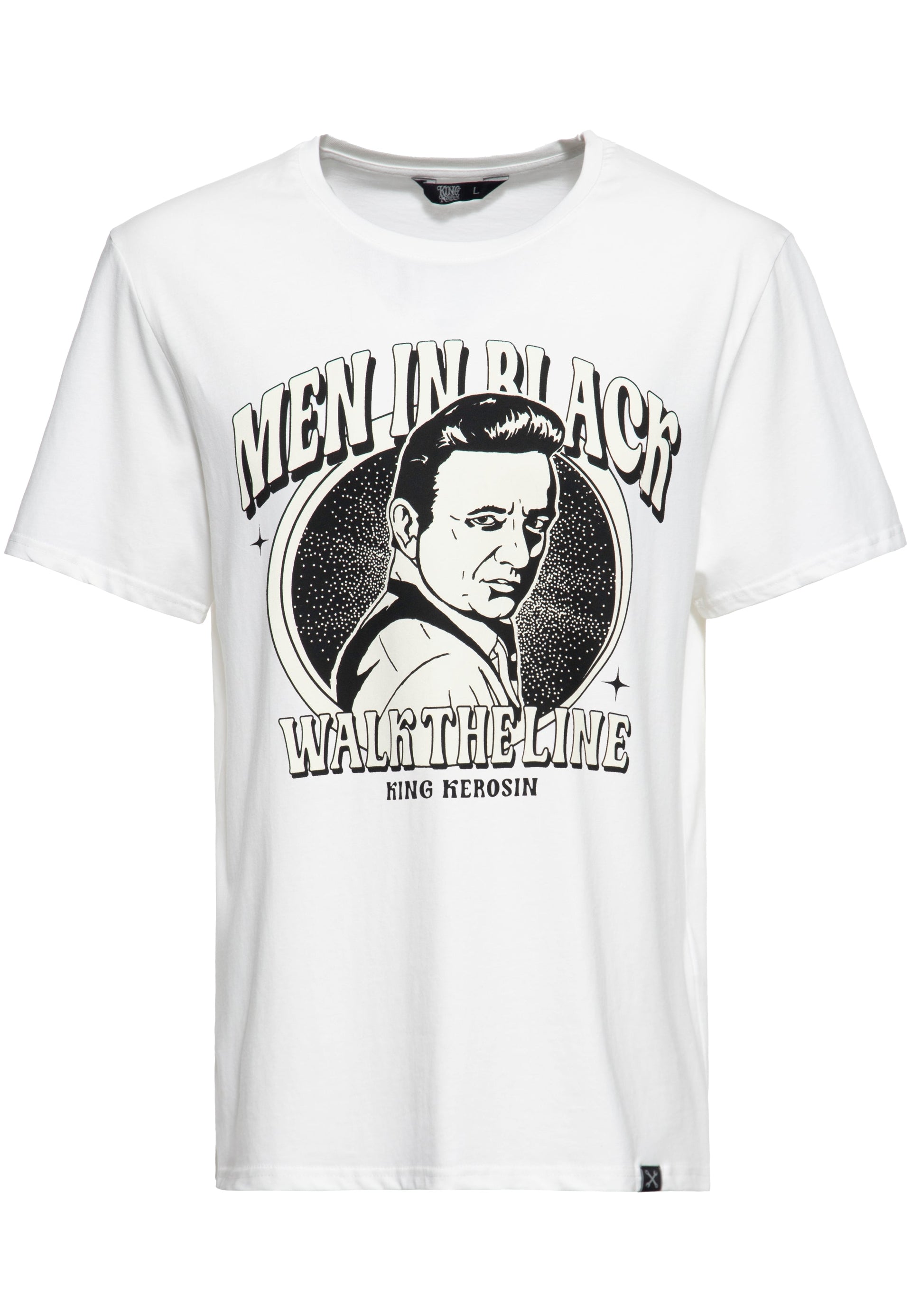 King Kerosin »MAN IN BLACK« Retro MOTIV Kurzarm Straight Fit T-SHIRT Oberteil - Schwarz main image 0
