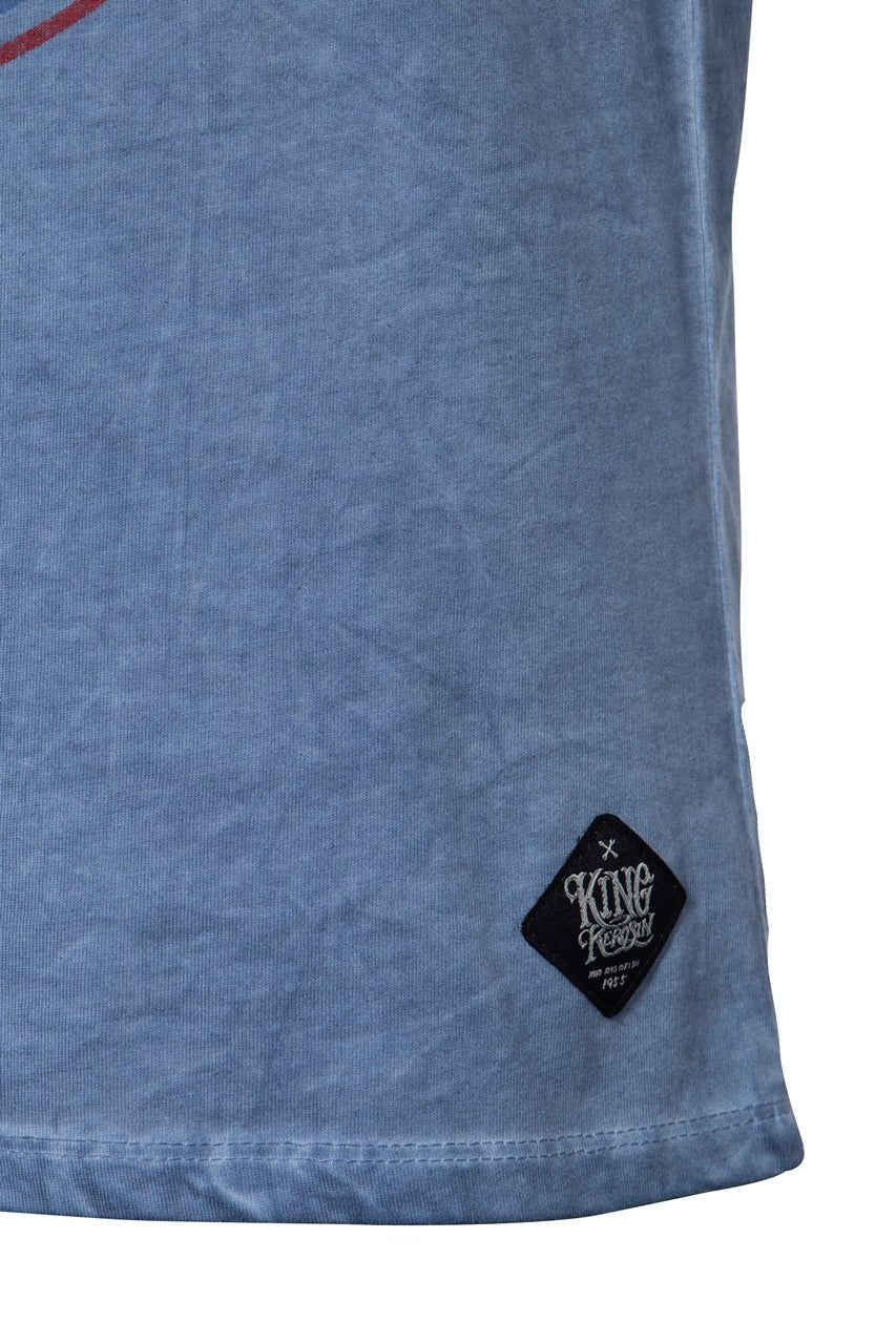 King Kerosin - T-Shirt mit Oilwash - Effekt und Ärmelaufschlag «Garage Built»