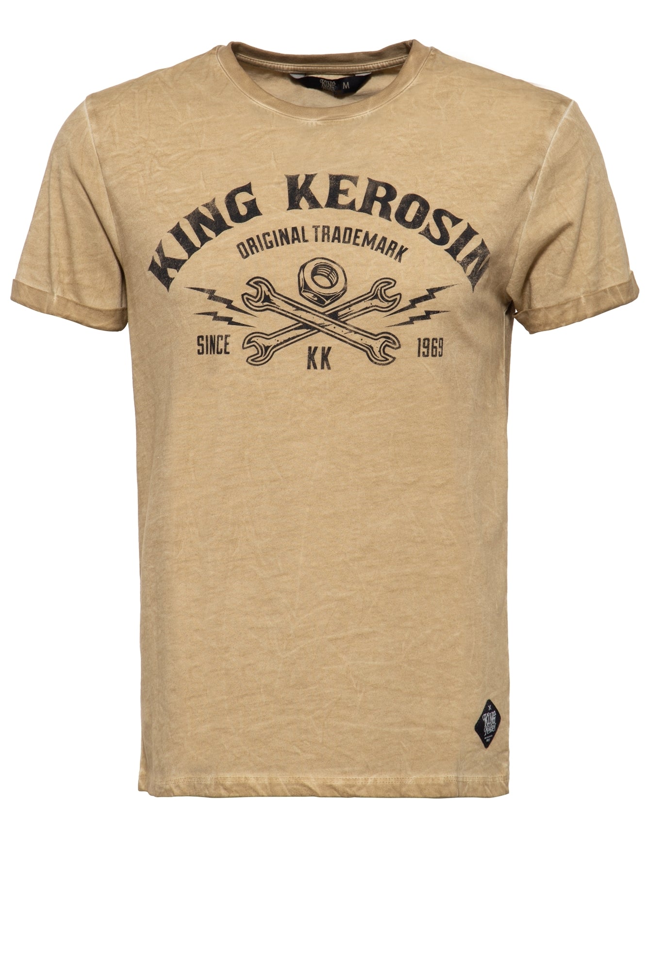 King Kerosin - T-Shirt mit Oilwash - Effekt und Frontprint «Kk Original»
