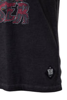 King Kerosin - T-Shirt mit Oilwash - Effekt und Frontprint und Ärmelaufschlag «Rockabilly Greaser»