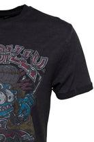 King Kerosin - T-Shirt mit Oilwash - Effekt und Frontprint und Ärmelaufschlag «Rockabilly Greaser»