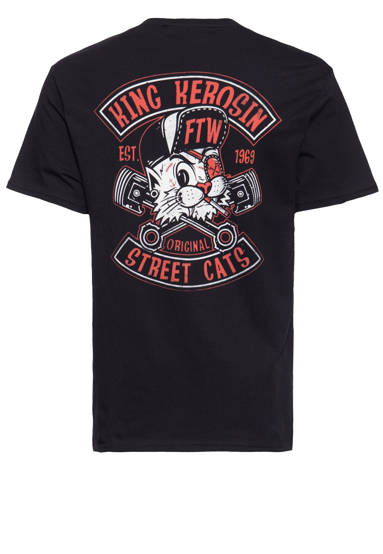 King Kerosin - T-Shirt mit Print auf der Brust und im Rücken «Street Cats»