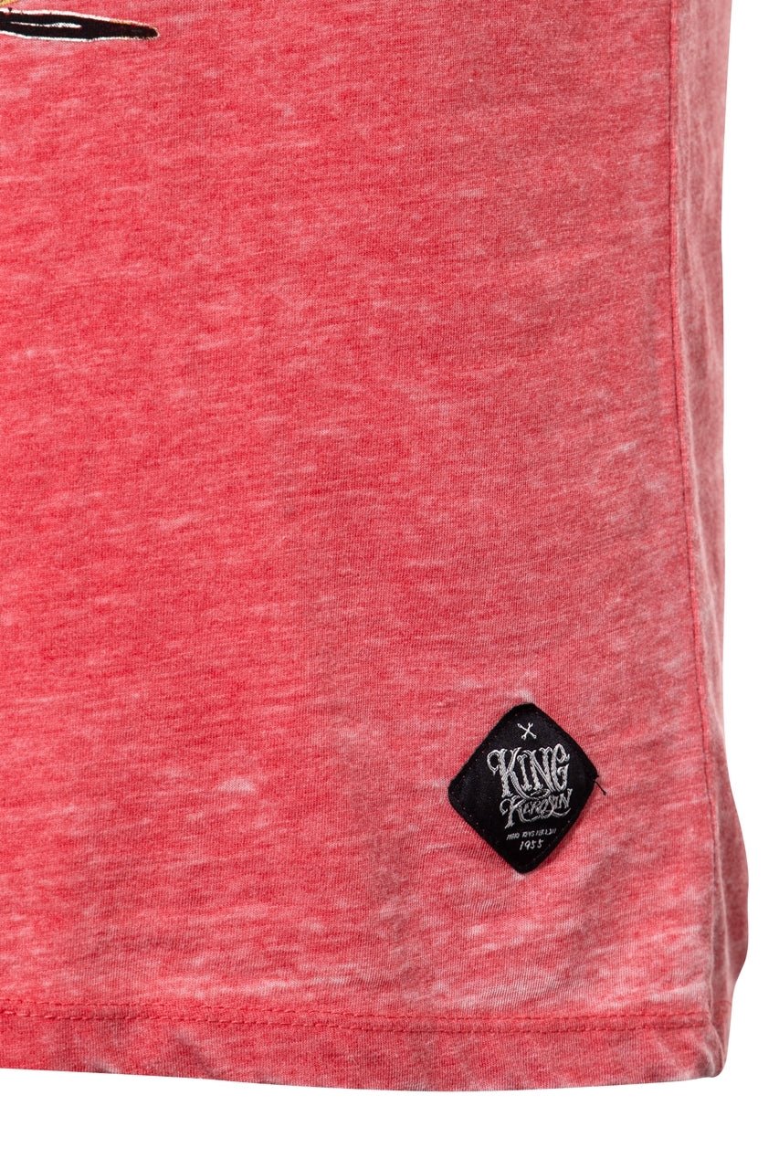 King Kerosin - T-Shirt mit Print und authentischem Enzymwash «Motor Freak»