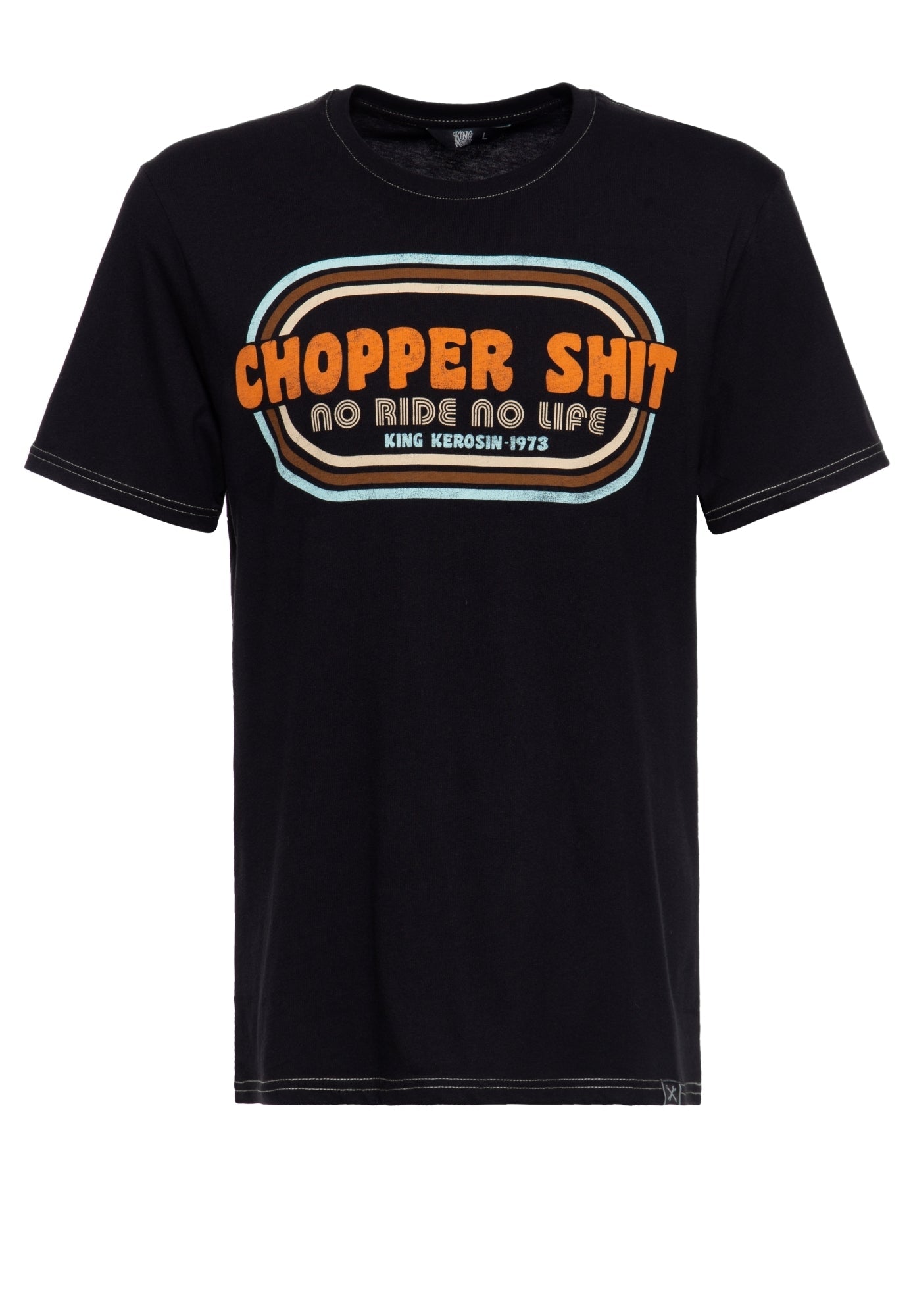 King Kerosin - T - Shirt mit Print und farbigen Absteppungen «Chopper Sh*t»