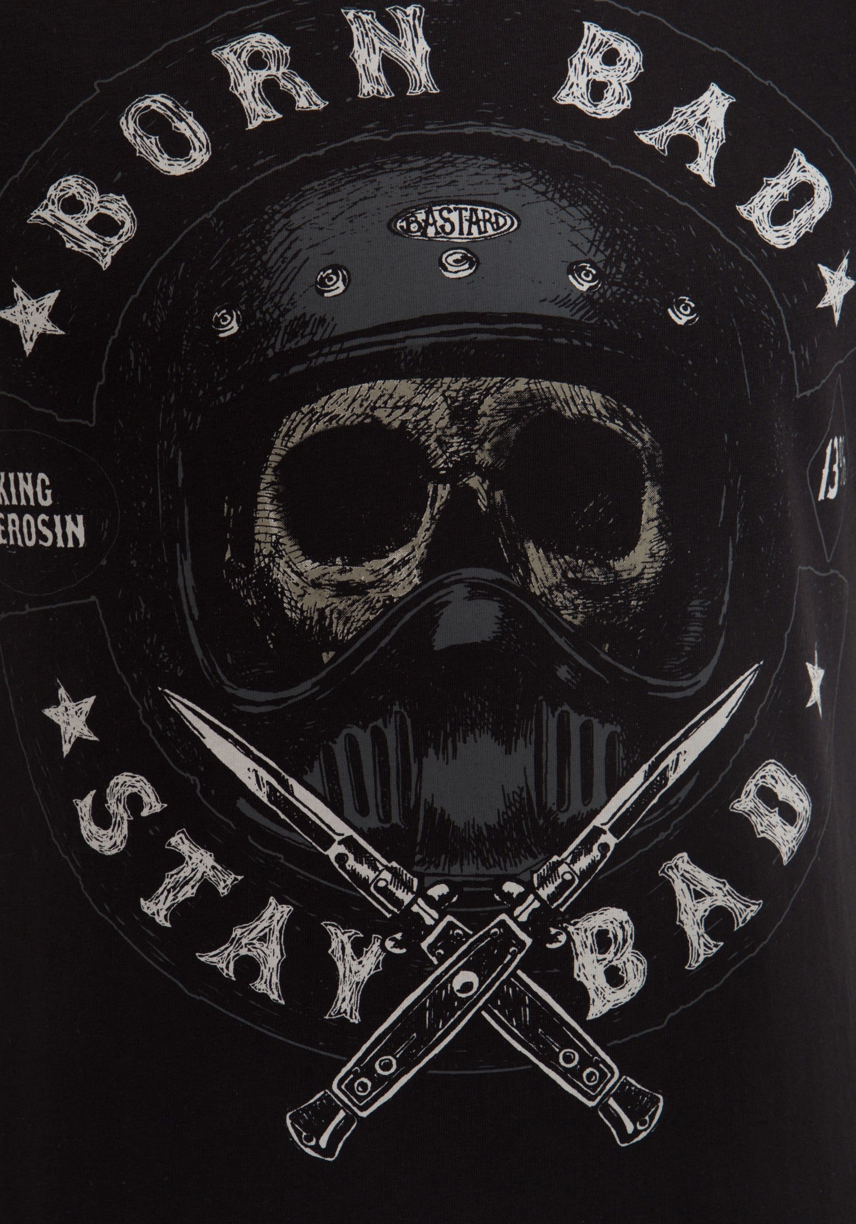 King Kerosin - T-Shirt mit Skull Print Born Bad Stay Bad