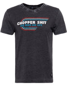 King Kerosin - T-Shirt mit V - Ausschnitt und lässigem Enzymwash «Chopper»