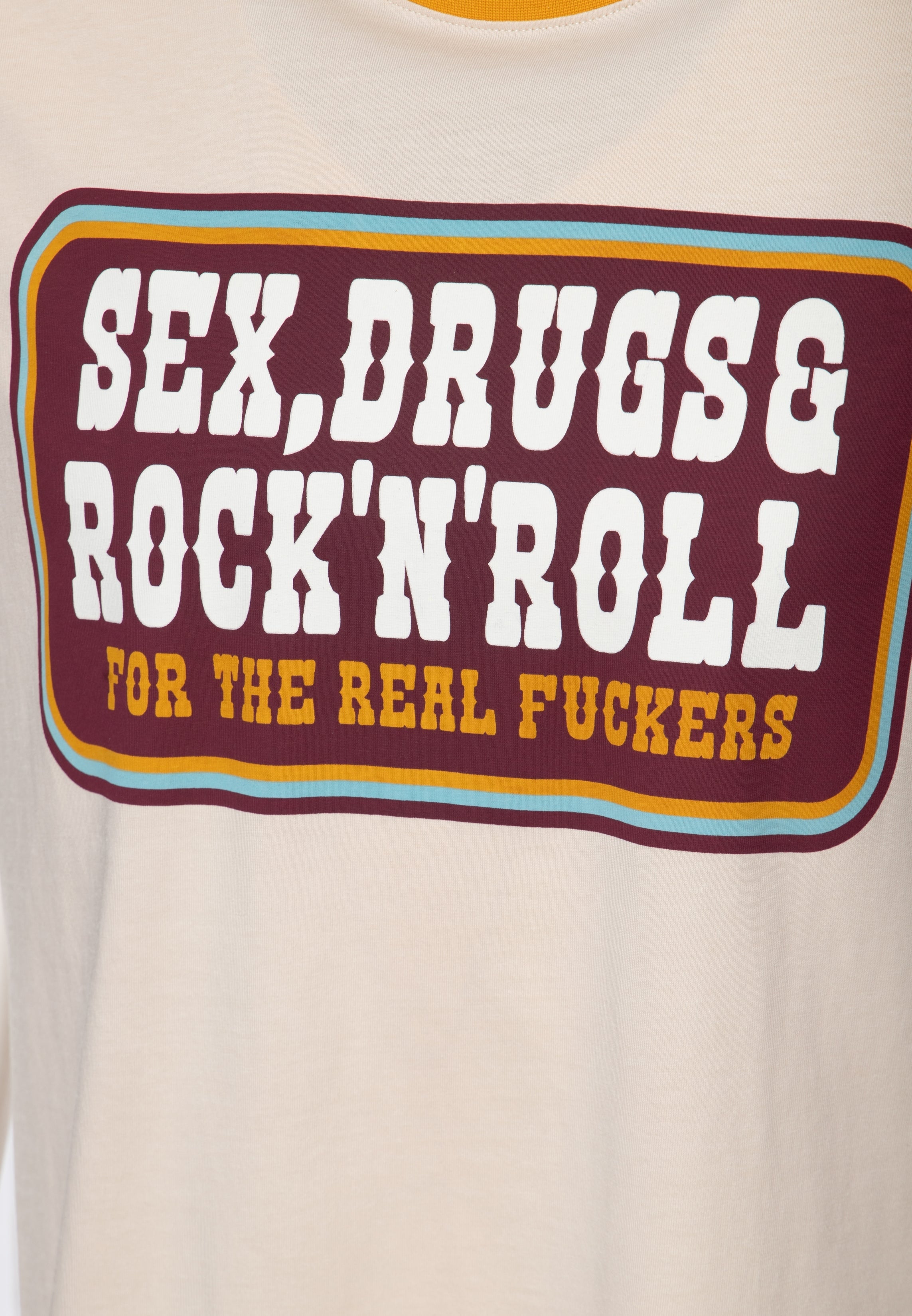 T-Shirt 'Sex, Drugs & Rock 'n' Roll' in Beige T-Shirts von King Kerosin