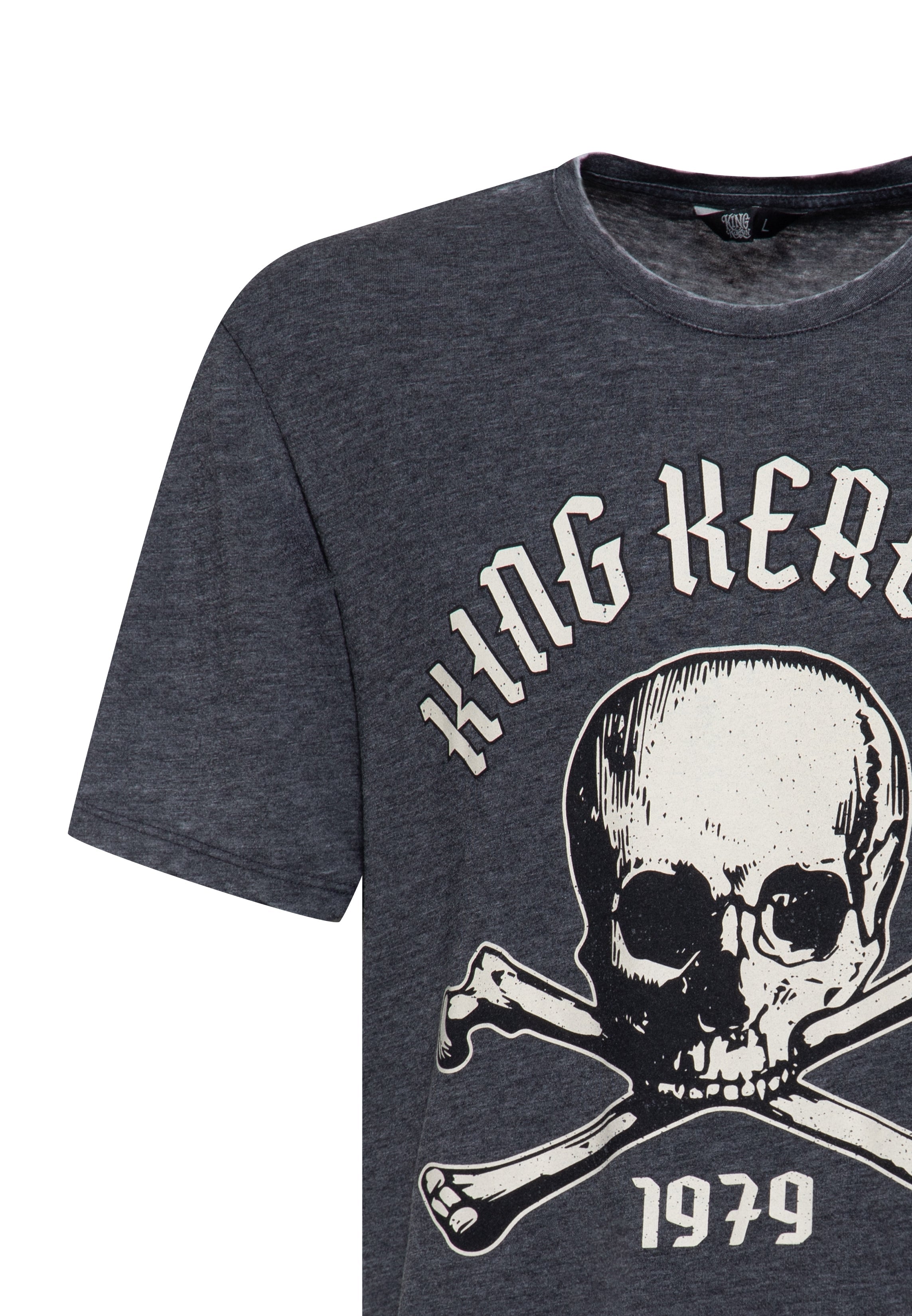 T-Shirt 'Skull 1979' in Grau T-Shirts von King Kerosin
