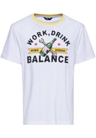 T-Shirt 'Work, drink balance' in Weiß – T-Shirts von King Kerosin - Ansicht 1