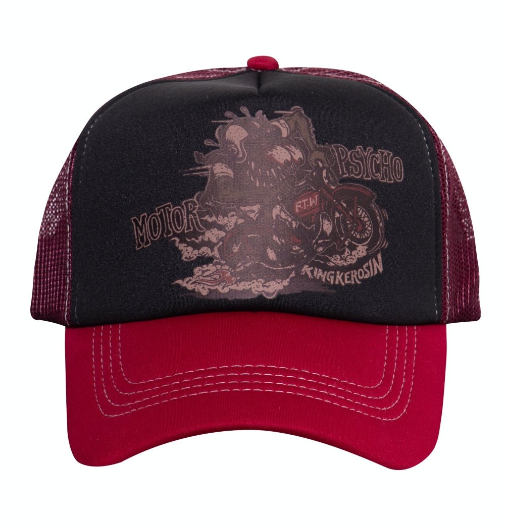 King Kerosin - Trucker Cap Classic mit wattierter Front und Motiv - Print «Moto Psycho»