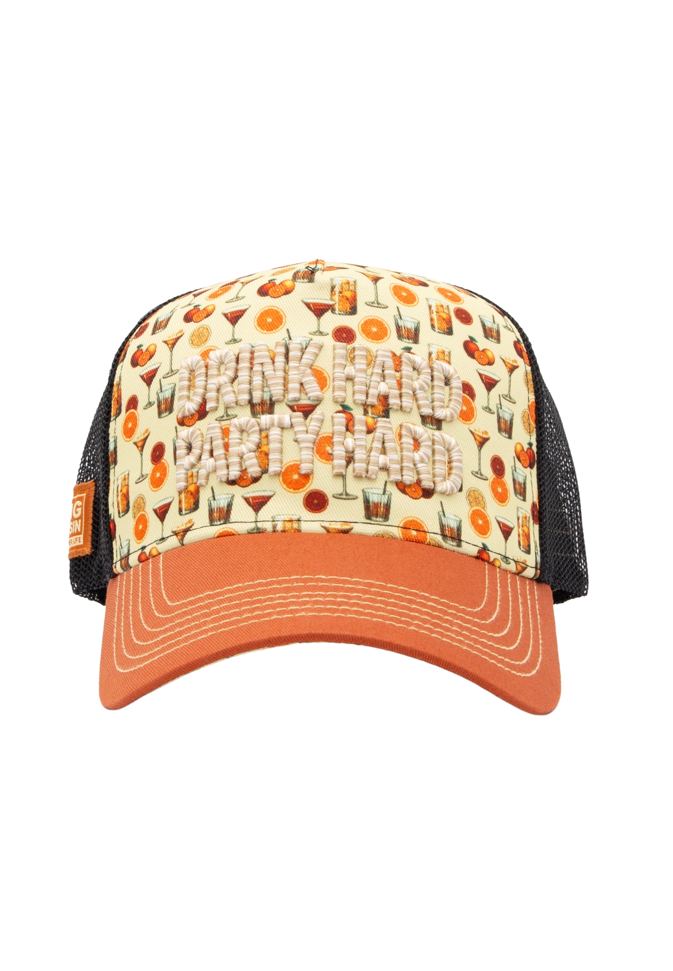 Trucker Cap 'Drink Hard Party Hard' in Gelb Trucker Cap von King Kerosin