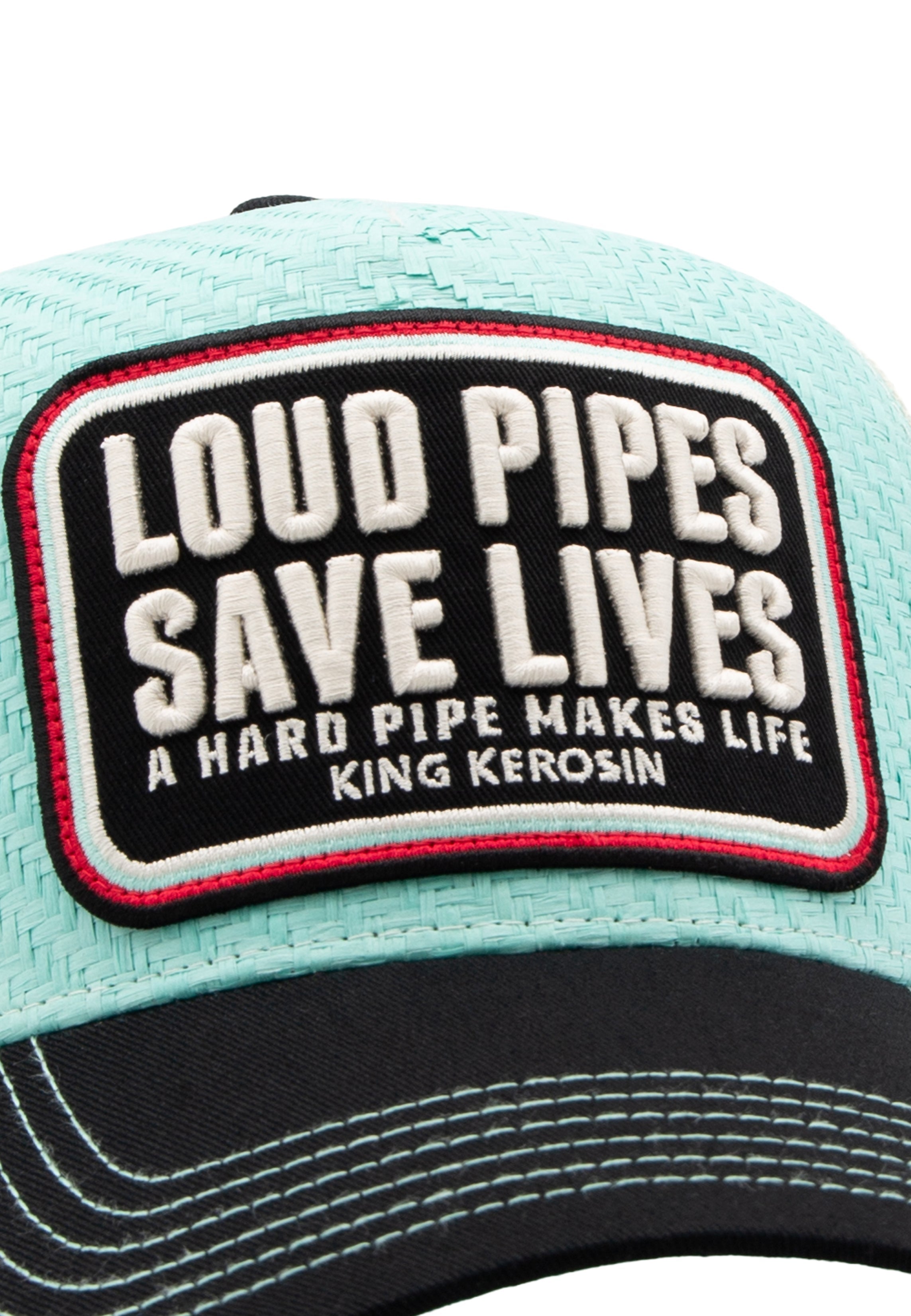 Trucker Cap 'Loud Pipes Save Lives' in Türkis Trucker Cap von King Kerosin
