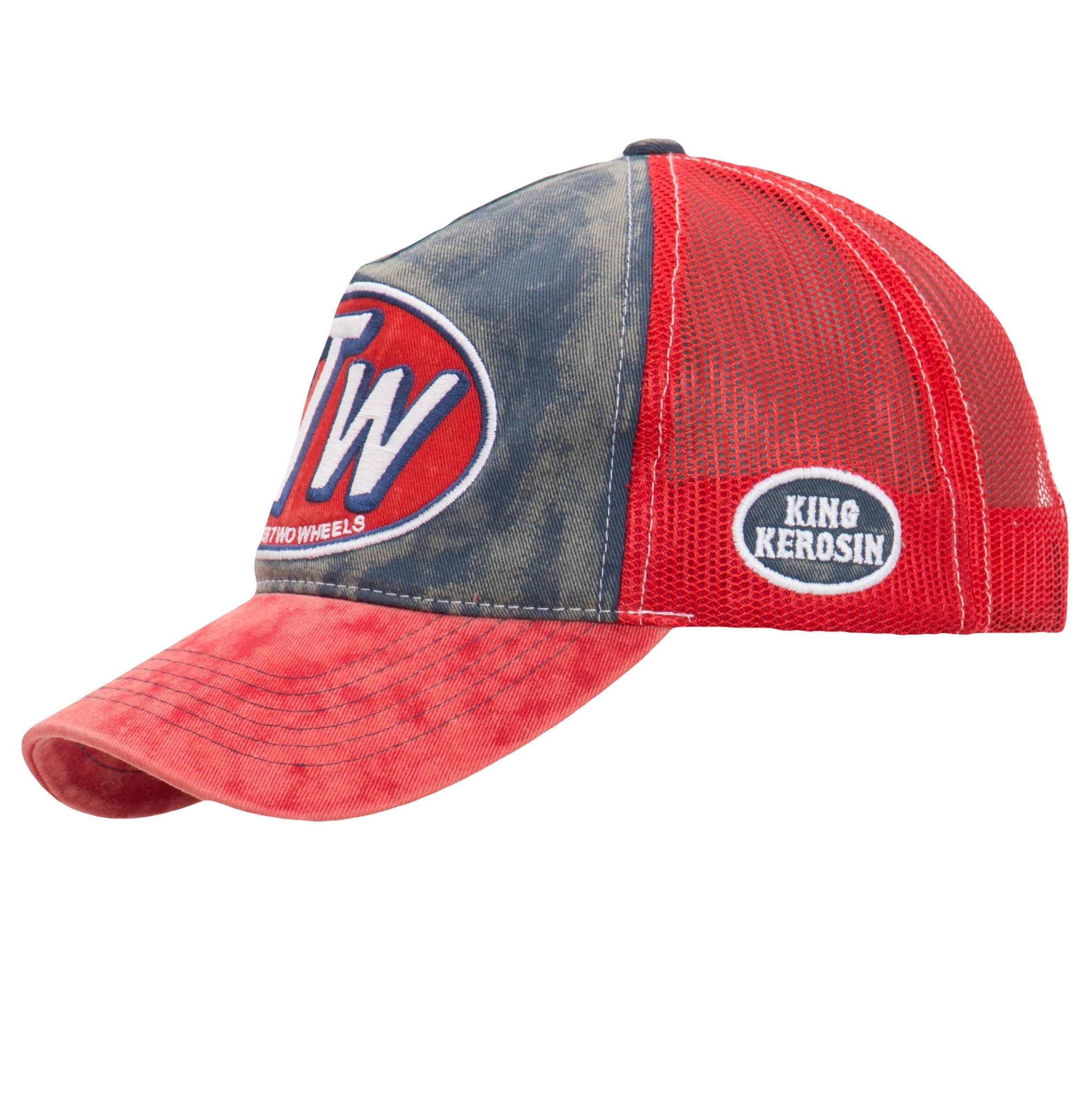King Kerosin - Trucker Cap mit Denim Einsatz im Used Look «FTW»