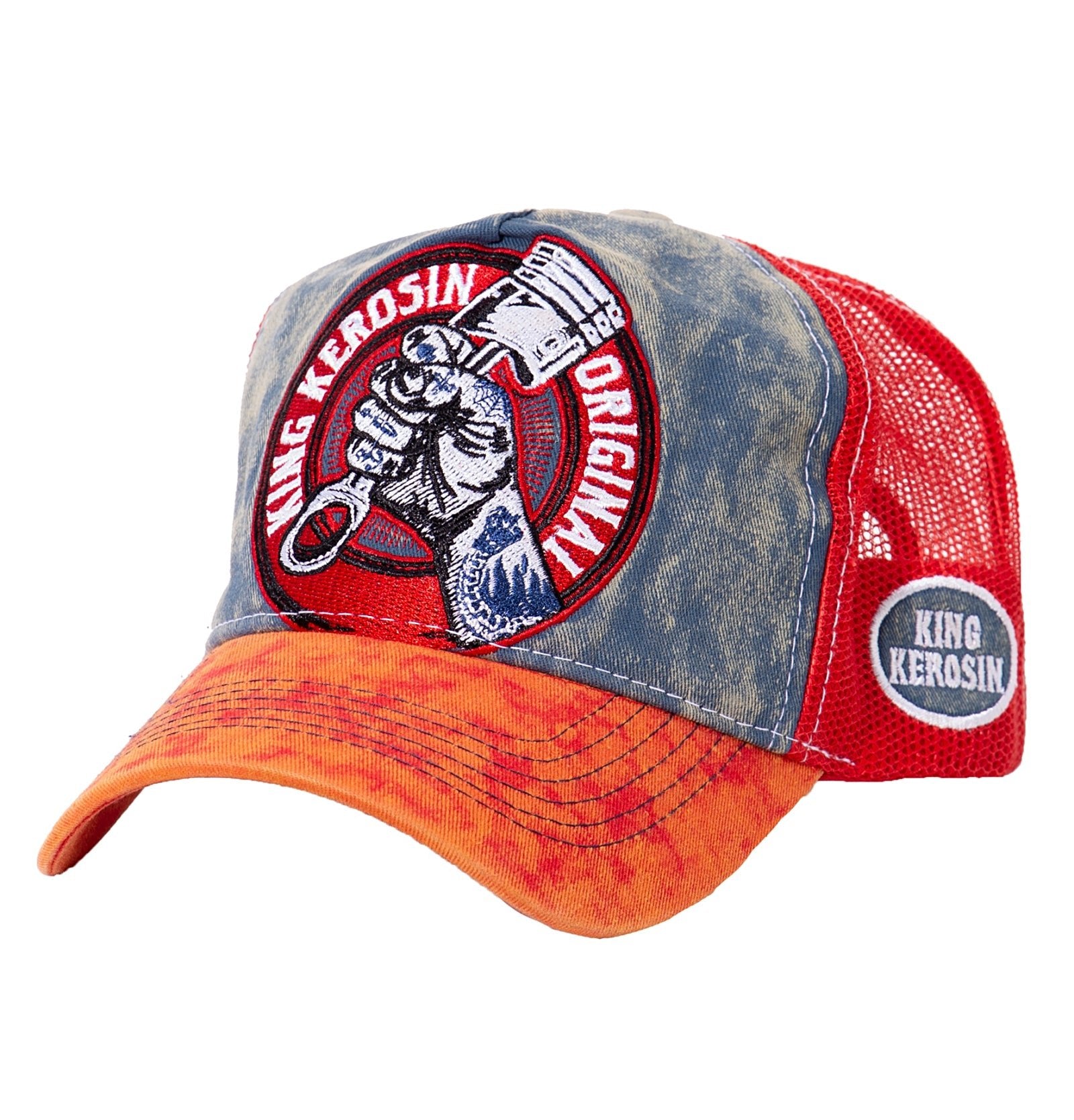 Trucker Cap mit Denim Einsatz im Used Look «True Roots» Trucker Cap von King Kerosin