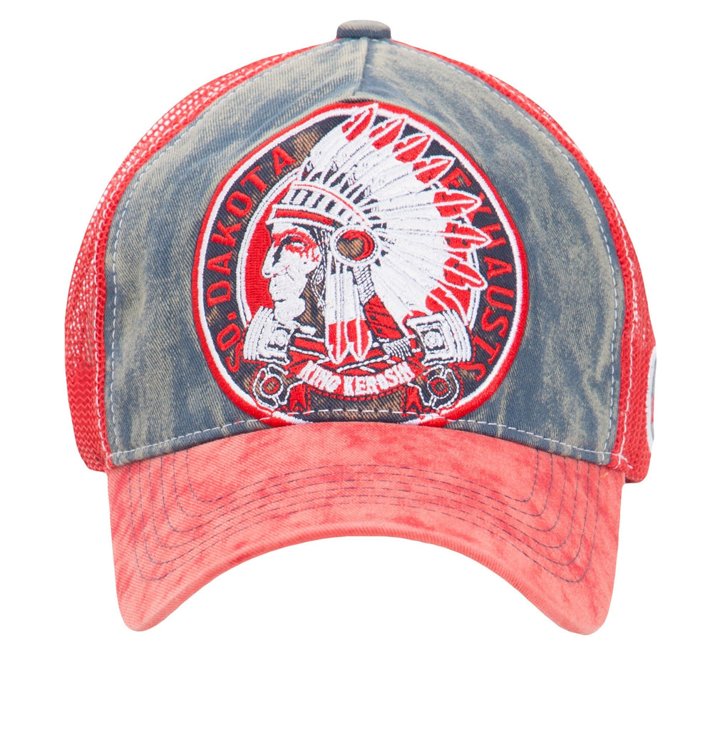 Queen Kerosin Trucker Cap mit Denim Einsatz im Used Look «True Roots»