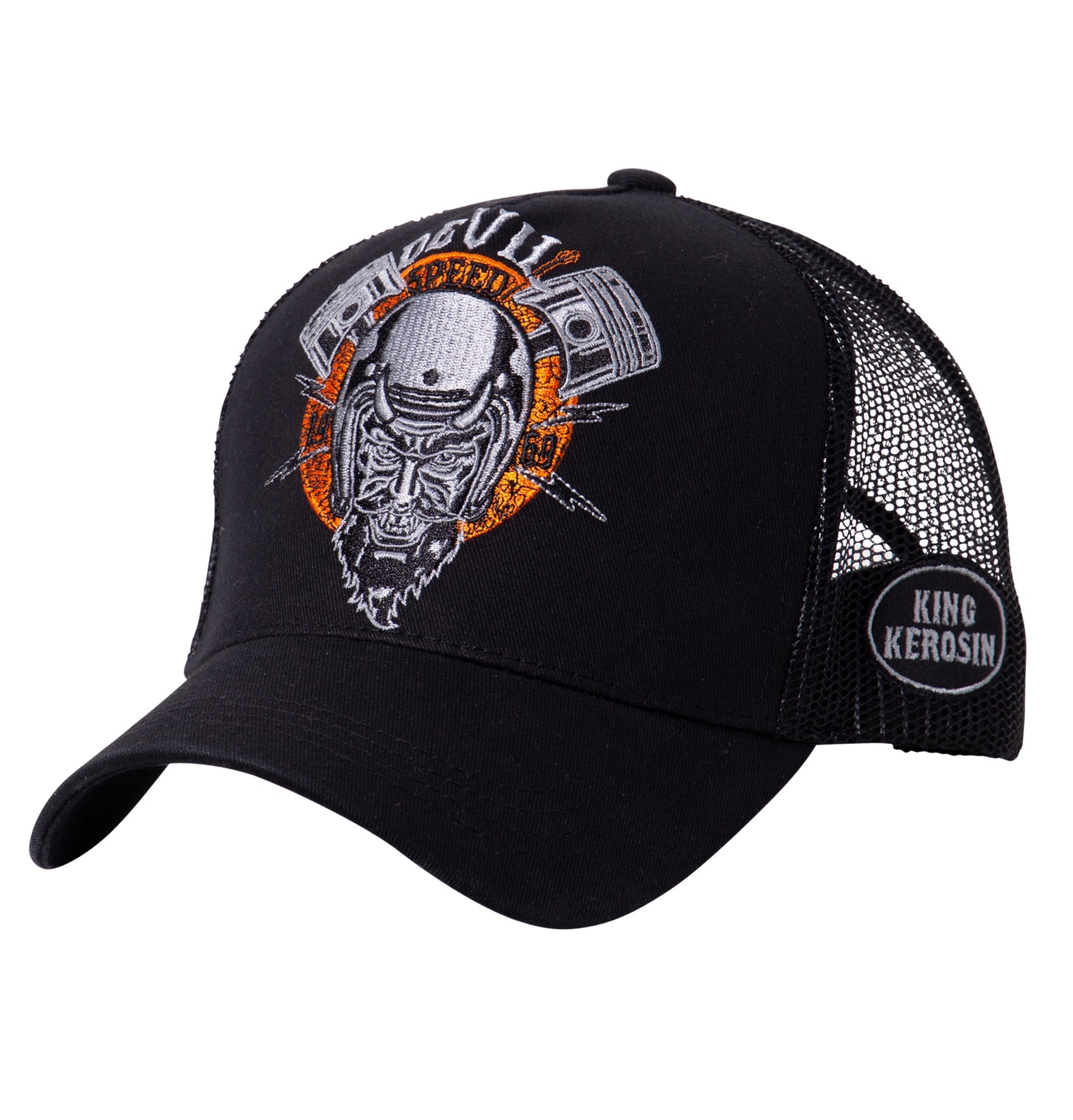 King Kerosin - Trucker Cap mit rebellischer Front - Stickerei «Devil Speed»