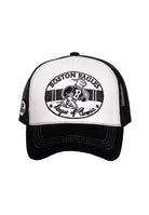 King Kerosin - Trucker Cap mit Schirm in Samt - Optik und Stickereien «Boston Eagles»