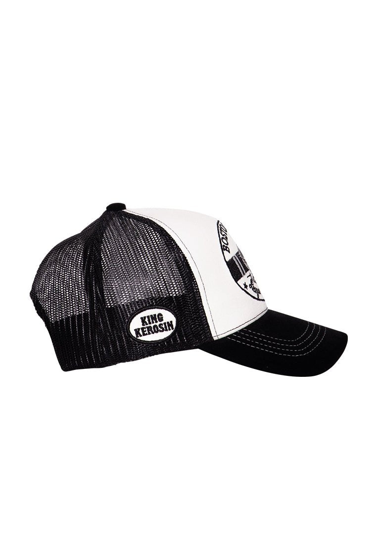 King Kerosin - Trucker Cap mit Schirm in Samt - Optik und Stickereien «Boston Eagles»