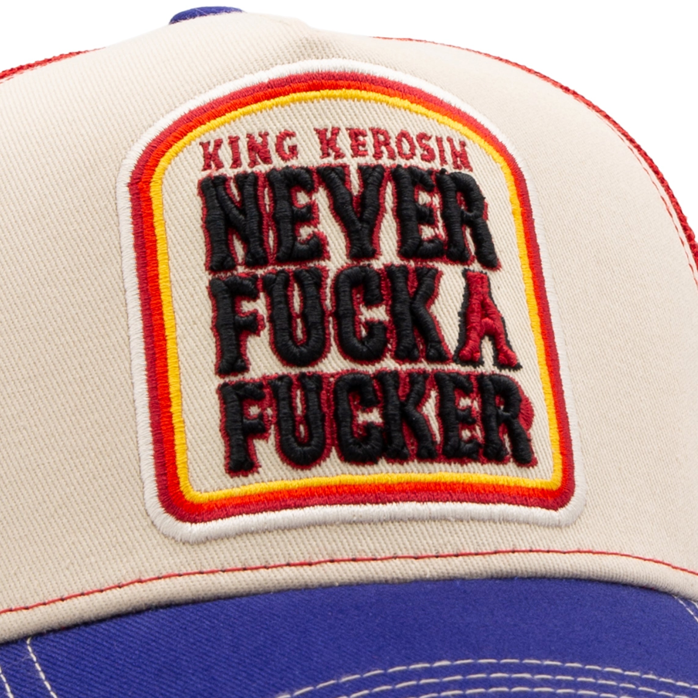 Trucker Cap 'Never Fuck A Fucker' in Beige Trucker Cap von King Kerosin