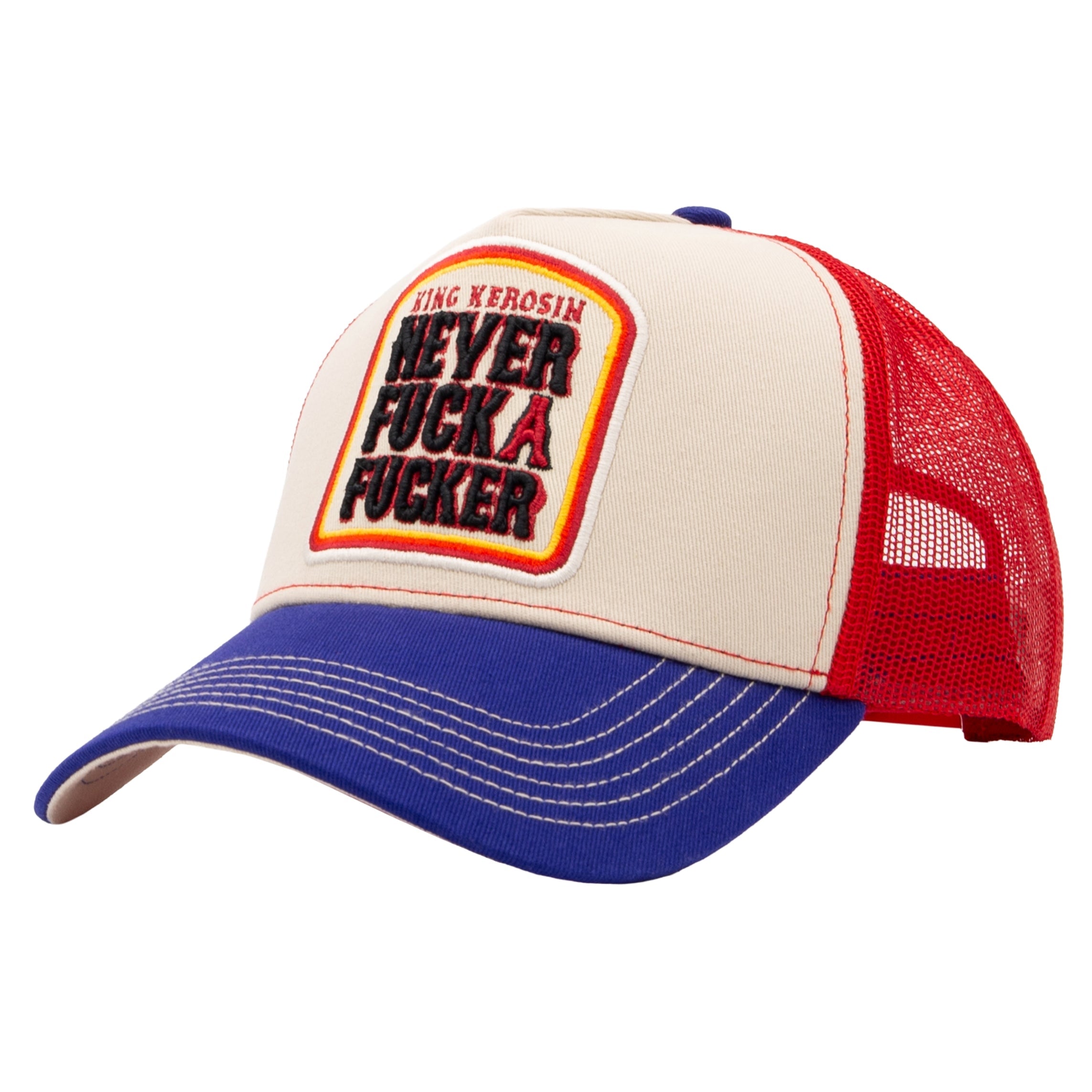 Trucker Cap 'Never Fuck A Fucker' in Beige Trucker Cap von King Kerosin