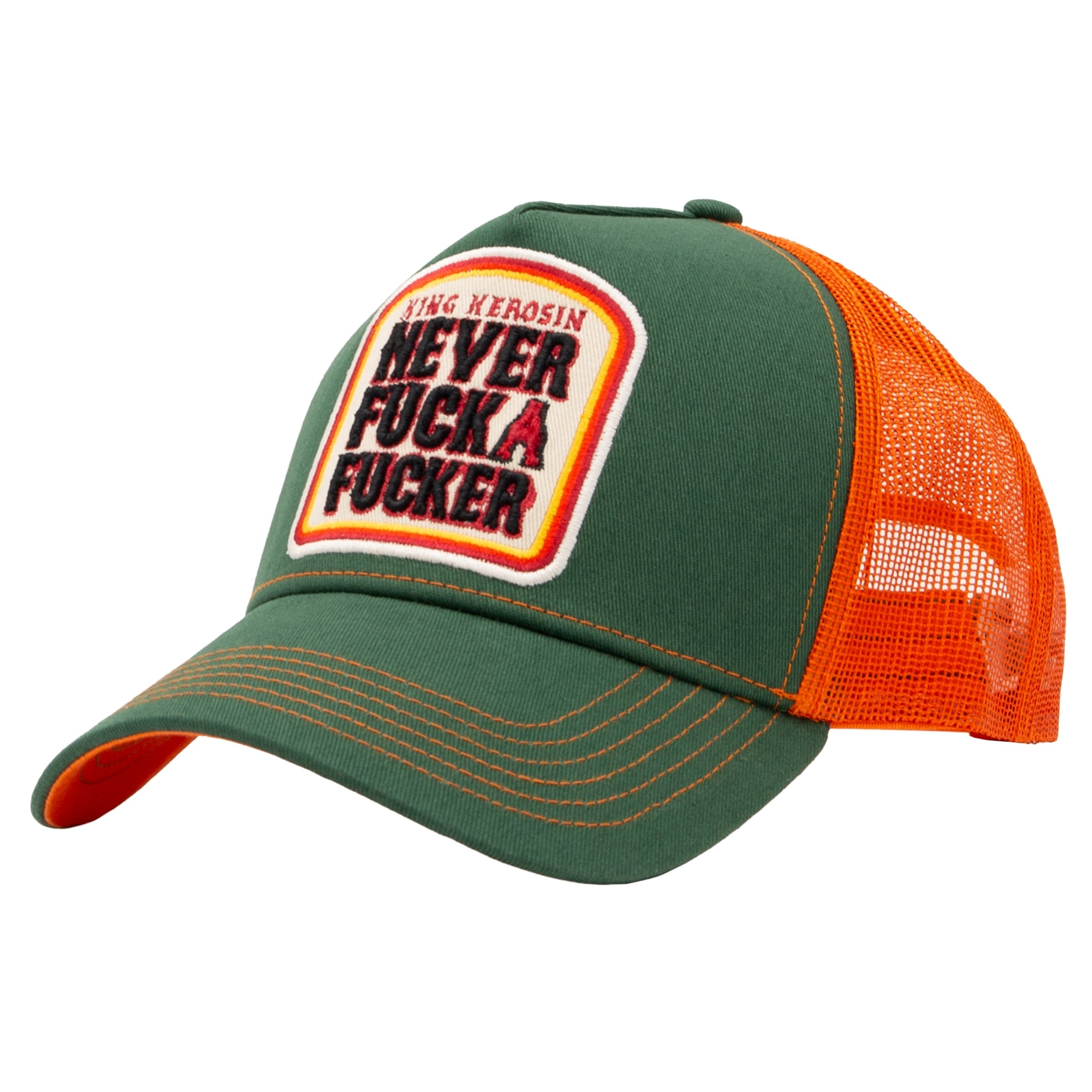 Trucker Cap 'Never Fuck A Fucker' in Grün Trucker Cap von King Kerosin