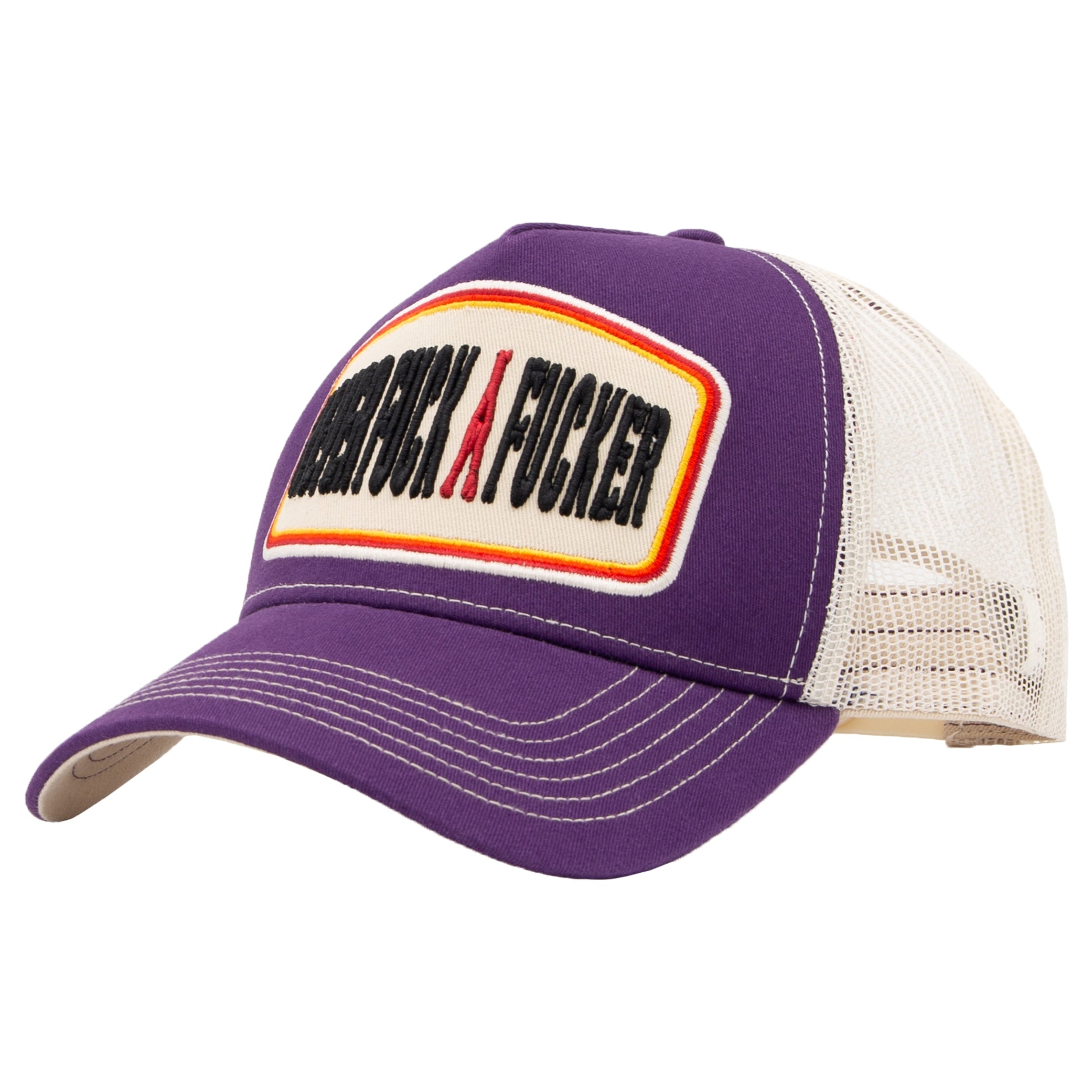 Trucker Cap 'Never Fuck A Fucker' in Pflaume Trucker Cap von King Kerosin