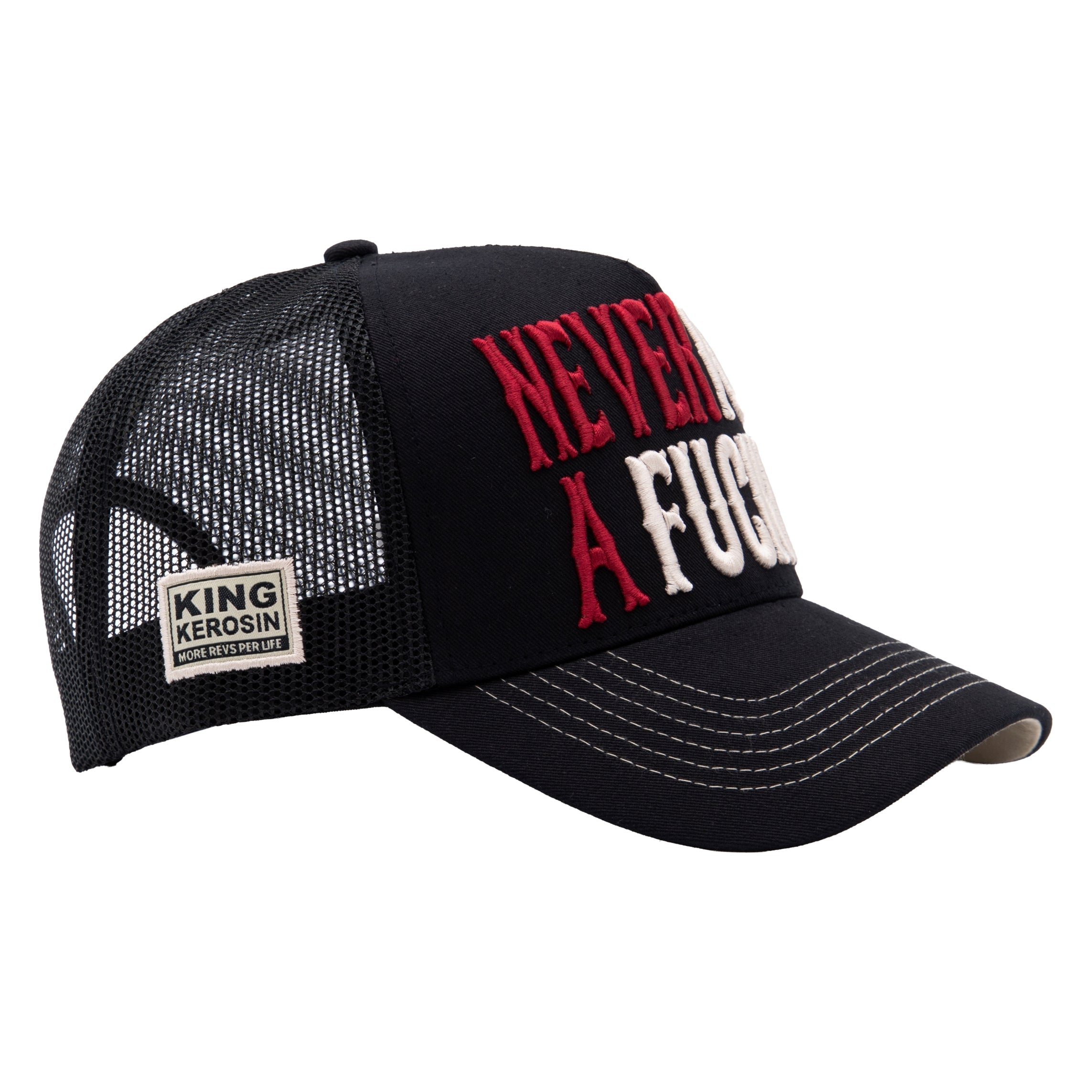 Trucker Cap 'Never Fuck a Fucker' in Schwarz Trucker Cap von King Kerosin