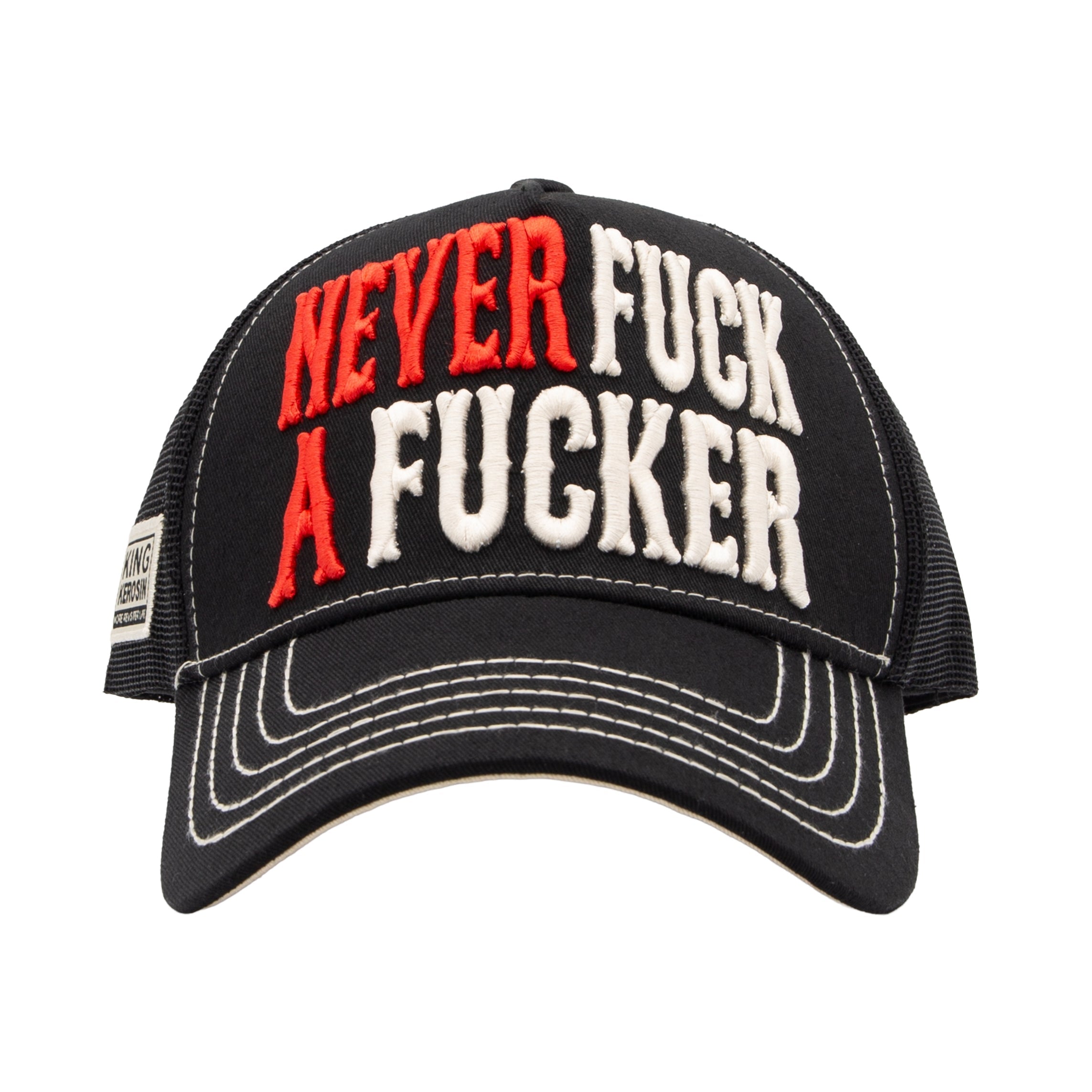 Trucker Cap 'Never Fuck a Fucker' in Schwarz Trucker Cap von King Kerosin