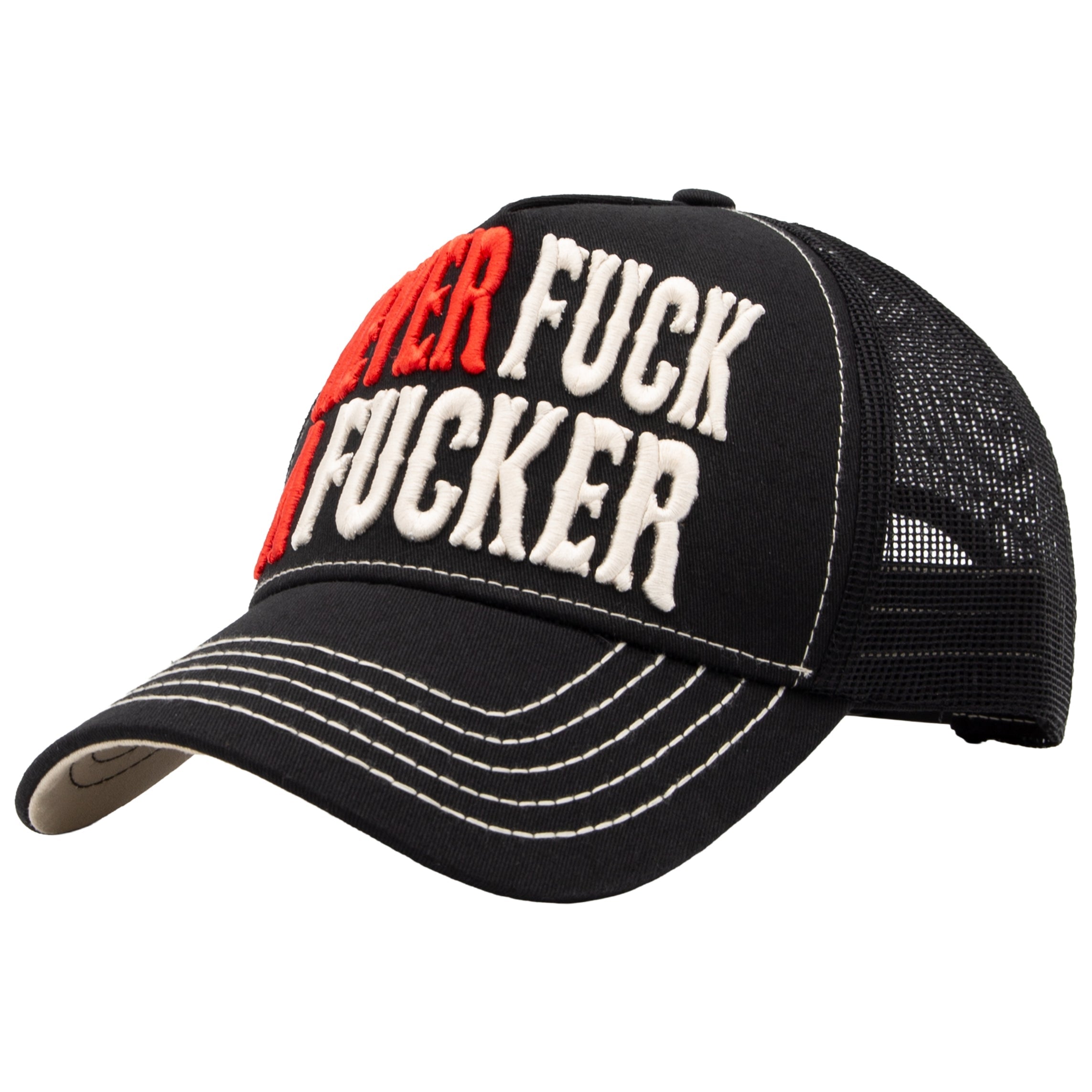 Trucker Cap 'Never Fuck a Fucker' in Schwarz Trucker Cap von King Kerosin