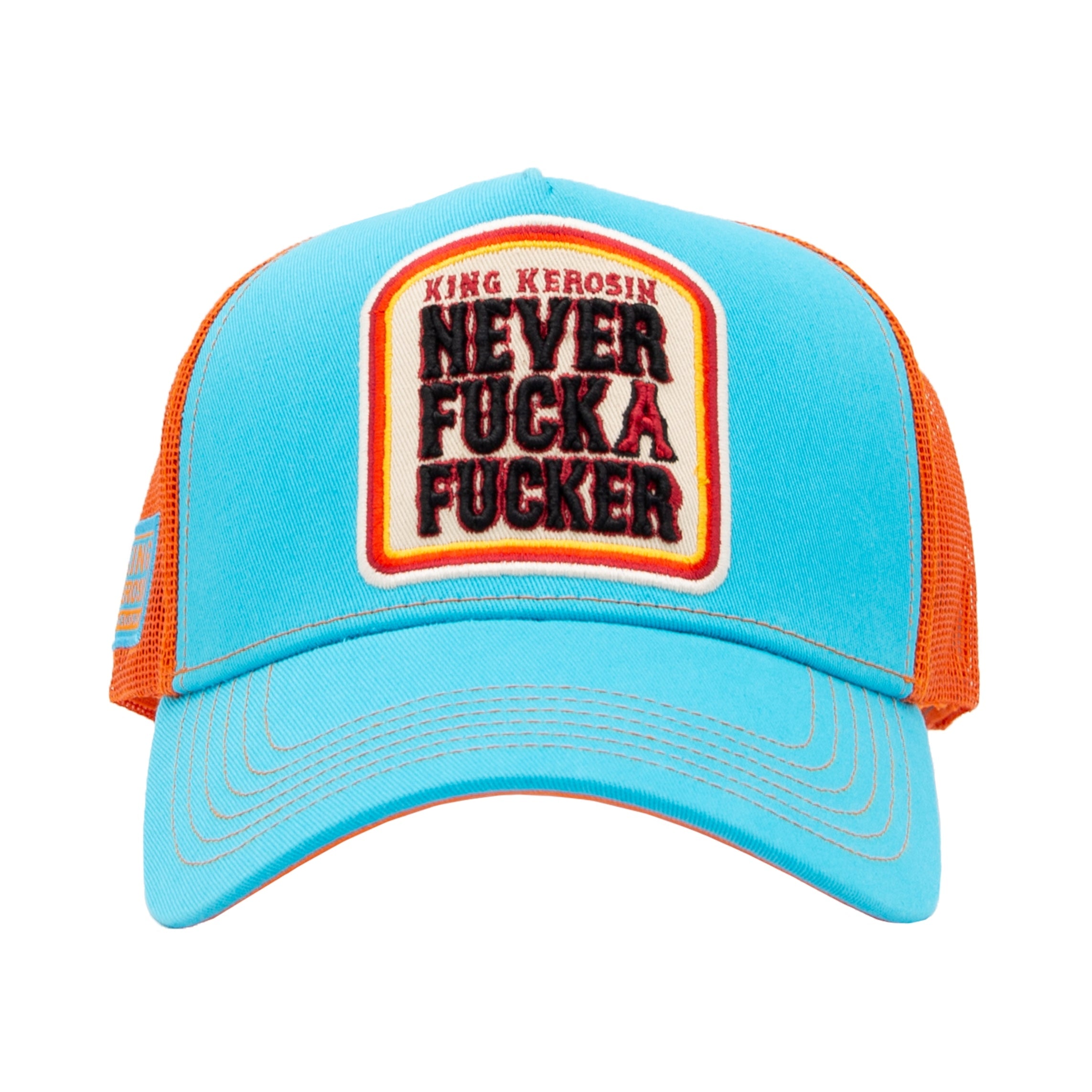 Trucker Cap 'Never Fuck A Fucker' in Türkis Trucker Cap von King Kerosin