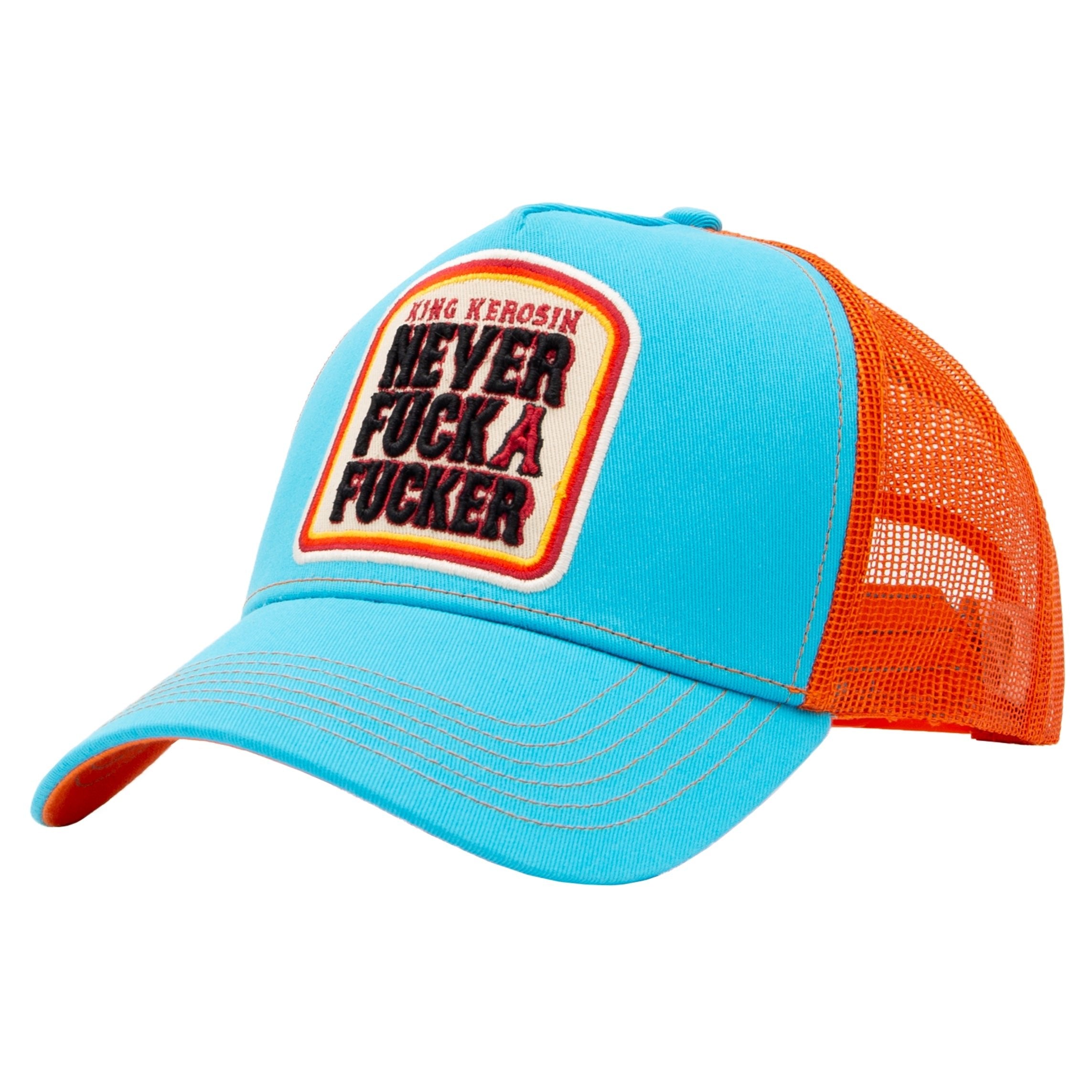Trucker Cap 'Never Fuck A Fucker' in Türkis Trucker Cap von King Kerosin