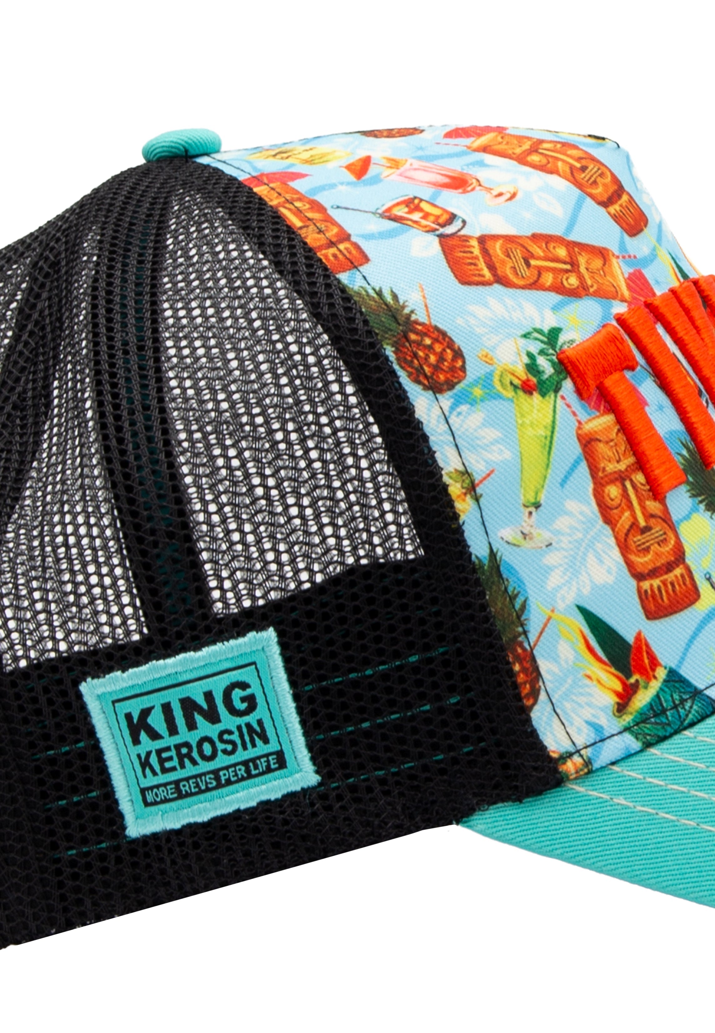 Trucker Cap 'Tiki Bar Honolulu' in Türkis Trucker Cap von King Kerosin