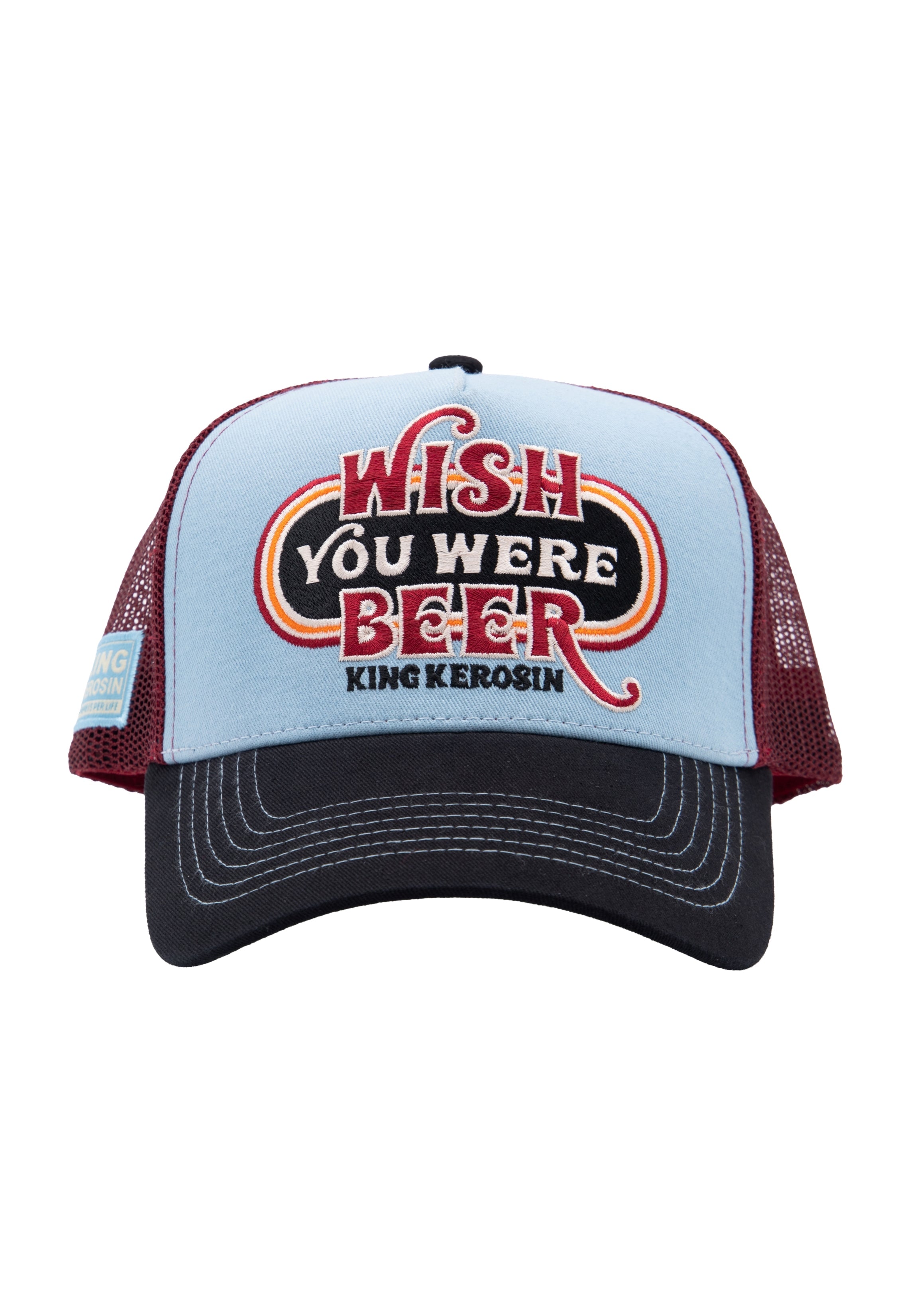 Trucker Cap 'Wish You Were Beer' in Hellblau Trucker Cap von King Kerosin