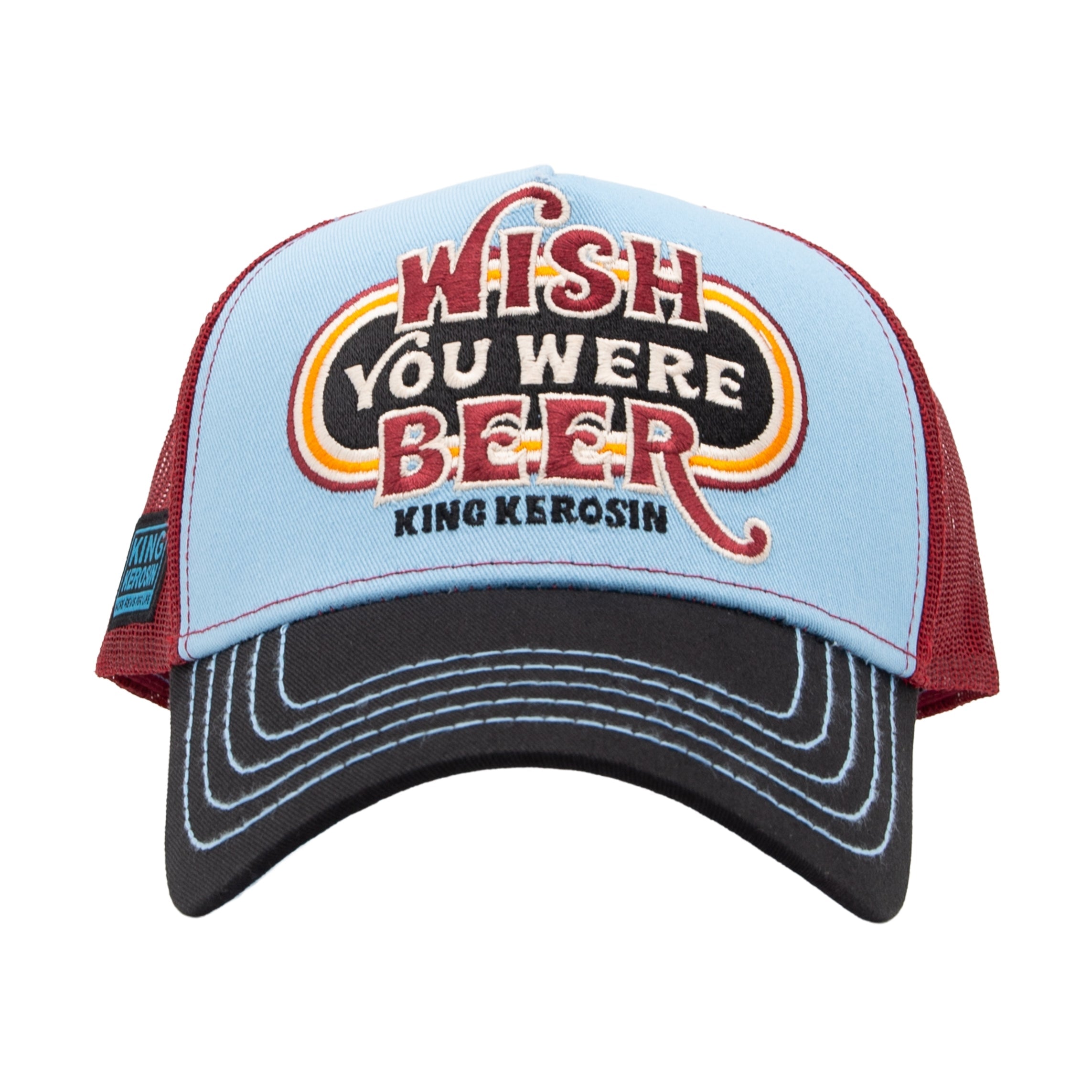 Trucker Cap 'Wish You Were Beer' in Hellblau Trucker Cap von King Kerosin
