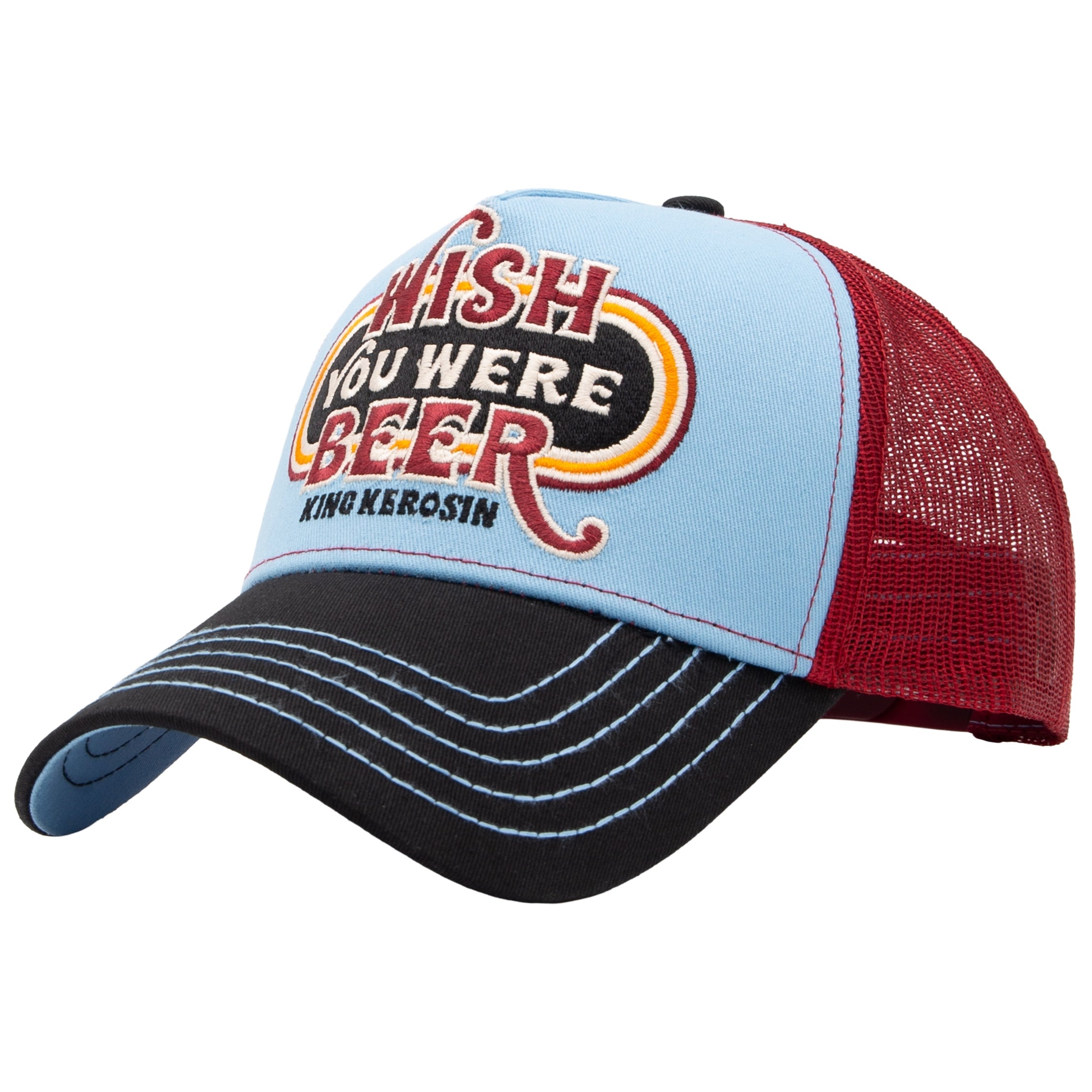 Trucker Cap 'Wish You Were Beer' in Hellblau Trucker Cap von King Kerosin