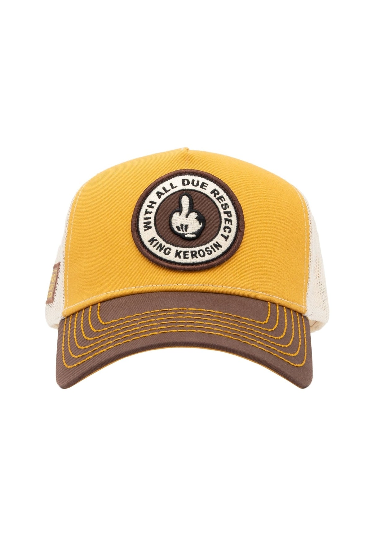 Trucker Cap 'With all due respect' in Senf – Trucker Cap von King Kerosin - Ansicht 1