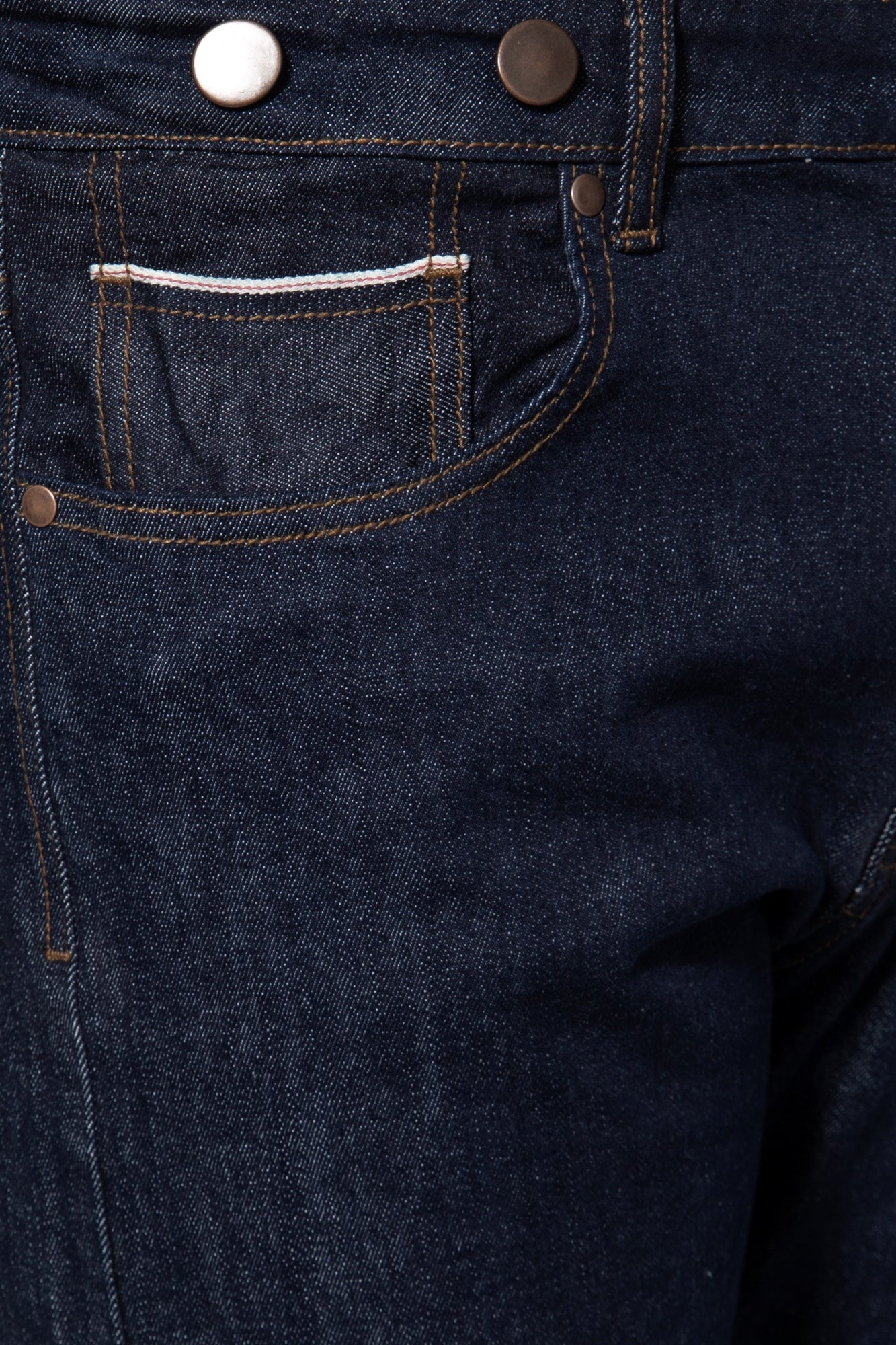 King Kerosin - Vintage Red Selvedge Jeans mit Cinch Back und Knöpfen «Robin Selvedge»