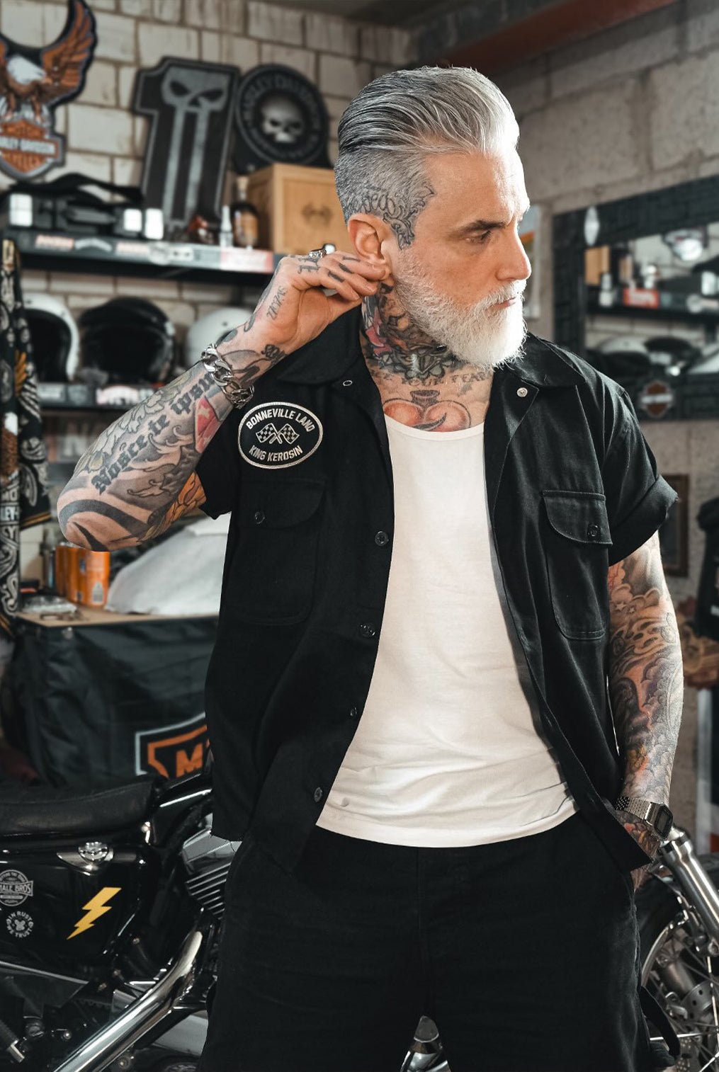 Workwear Hemd 'Bonneville Land' in Schwarz Hemden - Kurzarm von King Kerosin