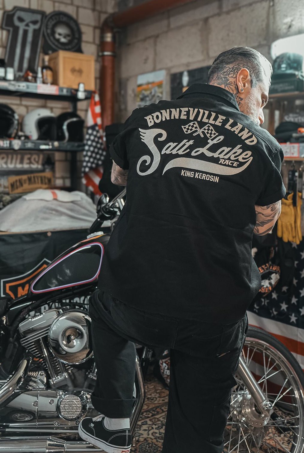 Workwear Hemd 'Bonneville Land' in Schwarz Hemden - Kurzarm von King Kerosin