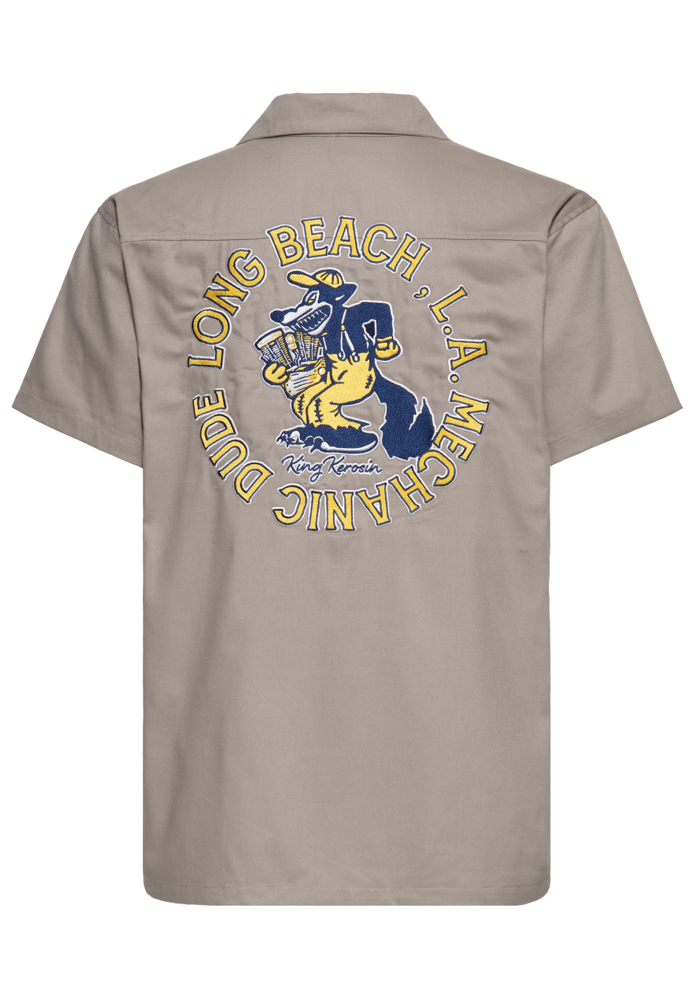 Workwear Hemd 'Long Beach Mechanic Dude' in Khaki Hemden - Kurzarm von King Kerosin