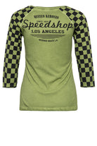Queen Kerosin - 3/4-Sleeve Shirt mit Racing Flag Raglanärmel «Speedshop»