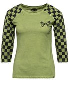 Queen Kerosin - 3/4-Sleeve Shirt mit Racing Flag Raglanärmel «Speedshop»