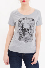 Basic Shirt mit Front Print und Rundhalsausschnitt «Vintage Skull» T-Shirts von Queen Kerosin